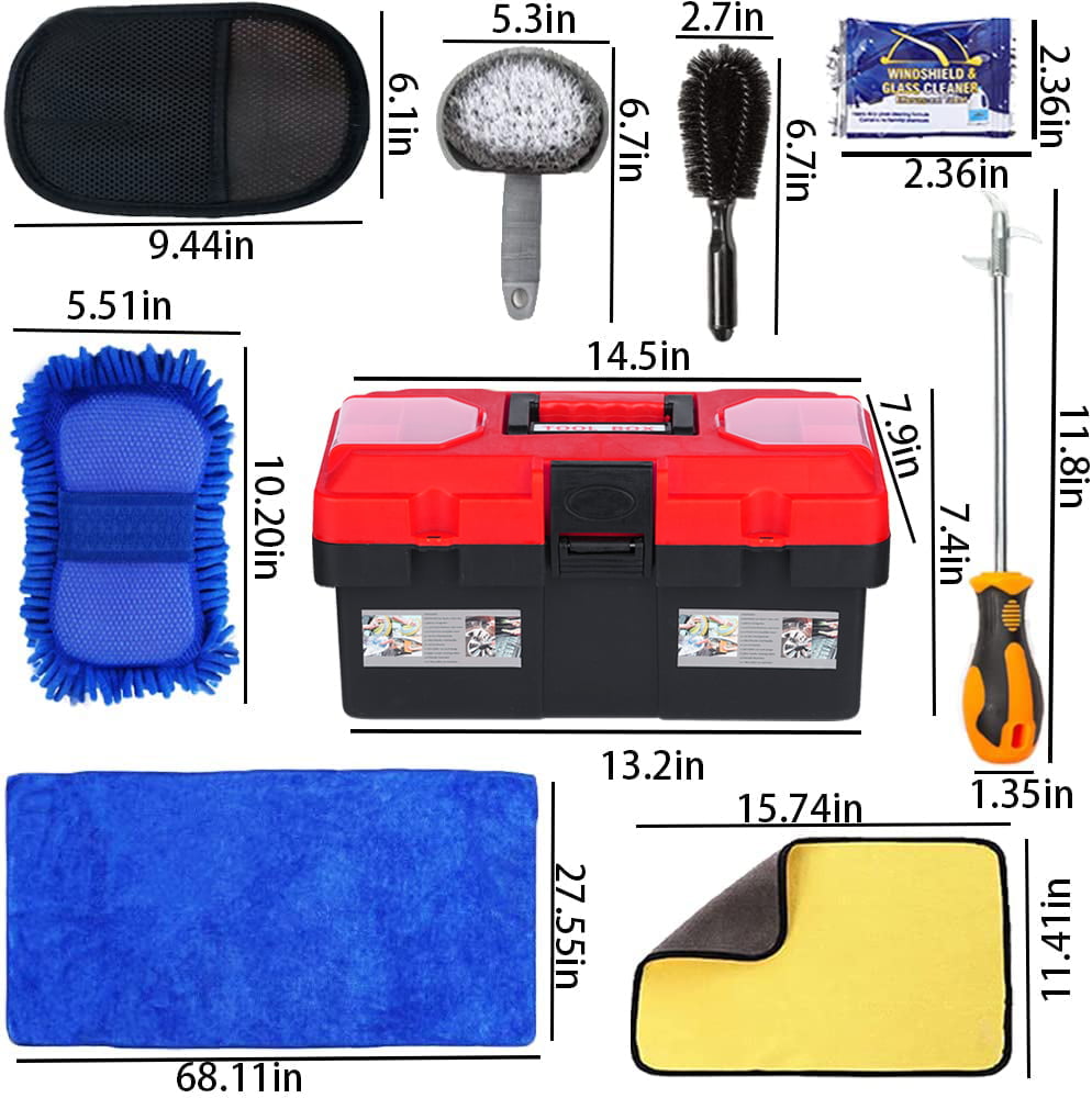 Car Wash Kit, Car Cleaning Tools Kit, Detailing Interiors Premium Microfiber Cleaning Cloth