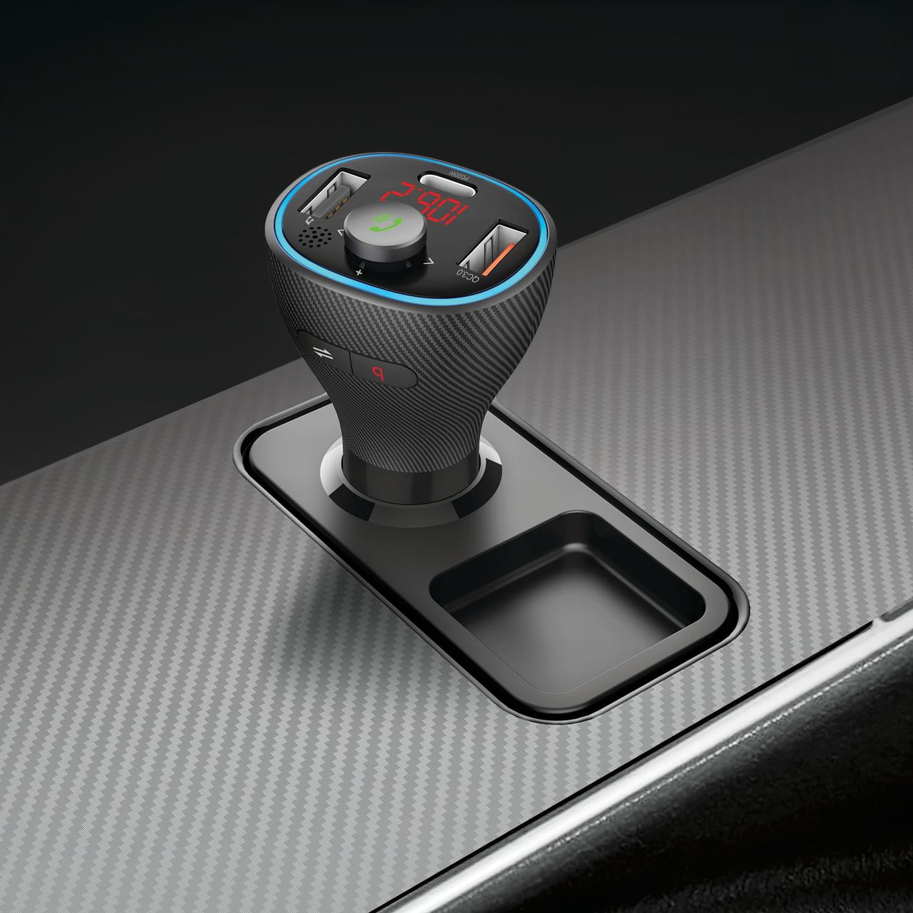Monster LED FM Transmitter, Features Dual Charging, 20W, Type-C and USB 3.0