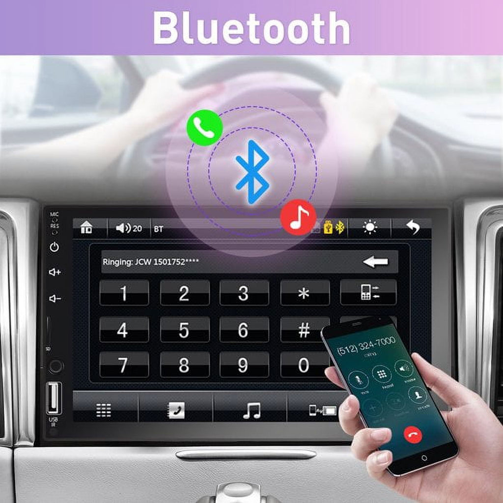 Podofo Double 2 Din 7'' Touch Screen Car Stereo Radio Carplay Android Auto Car Audio Car Multimedia MP5 Player Bluetooth Mirror Link FM USB Charging, with Backup Camera
