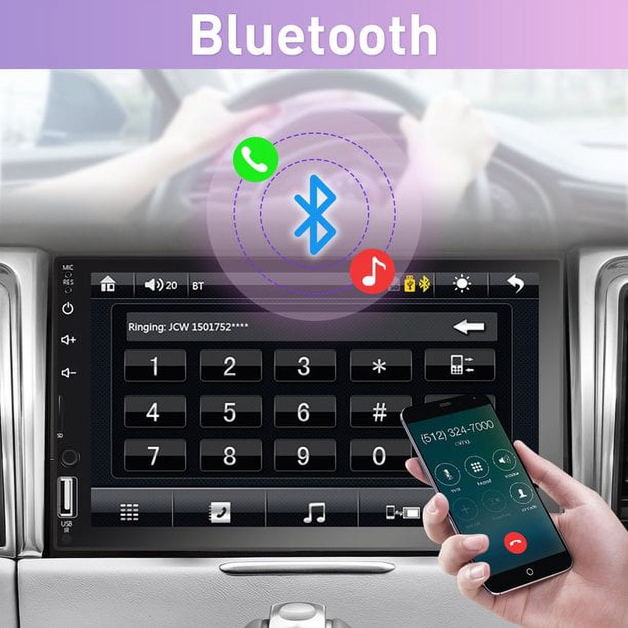 Podofo Double 2 Din 7'' Touch Screen Car Stereo Radio Carplay Android Auto Car Audio Car Multimedia MP5 Player Bluetooth Mirror Link FM USB Charging, with Backup Camera