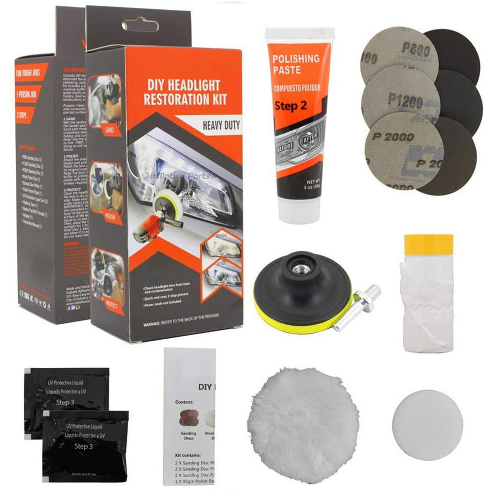 Polishing Headlight Repair Kit | Full Headlight Restoration Kit | Car Headlight Cleaner, Brings Headlights Back to Like New, Restores Oxidation, Hazy, Yellow, Scratch