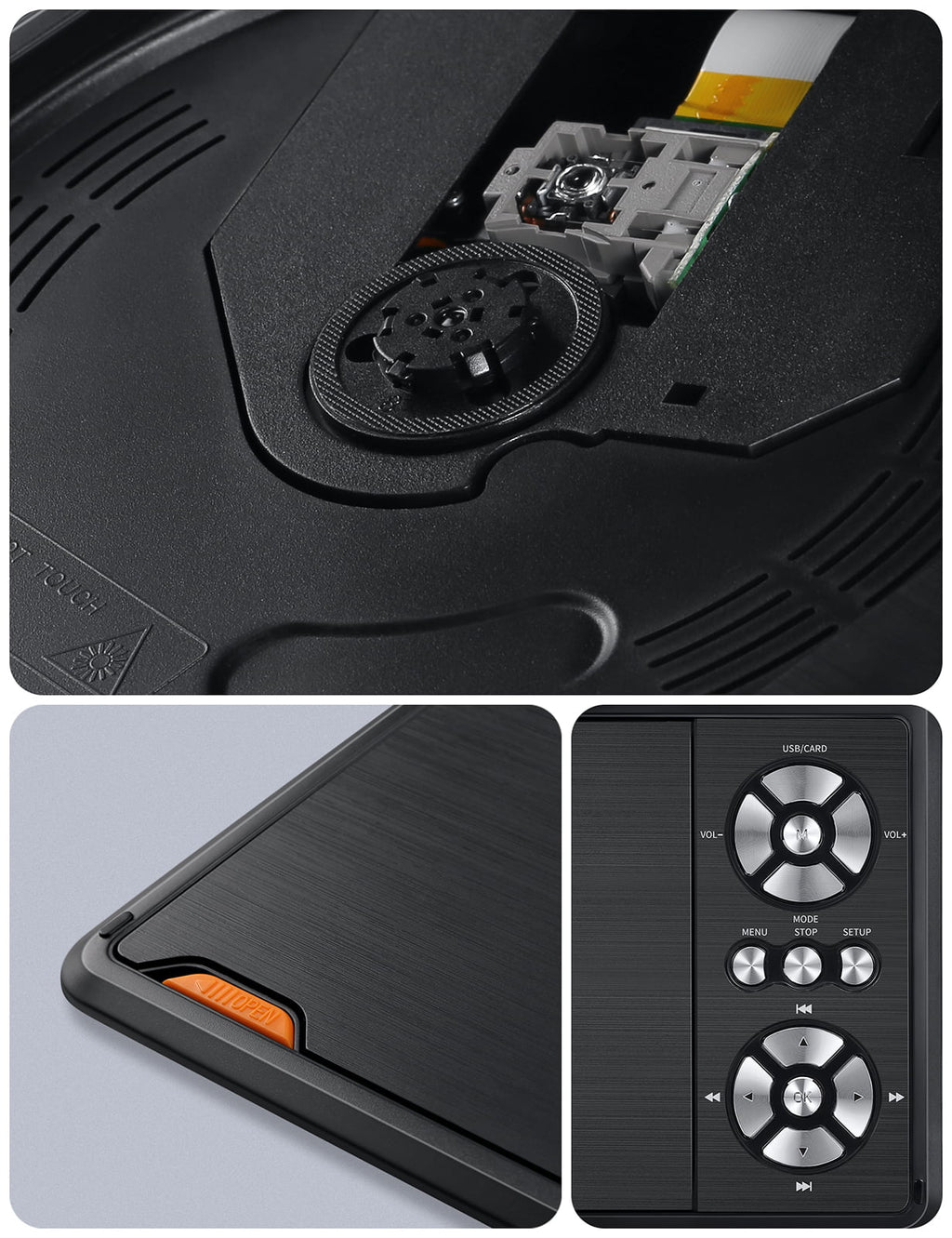 7.5'' Portable DVD Player for Car and Kids Support USB & SD Cards 5 Hours Internal Battery Car DVD Player with Car Charger, Black