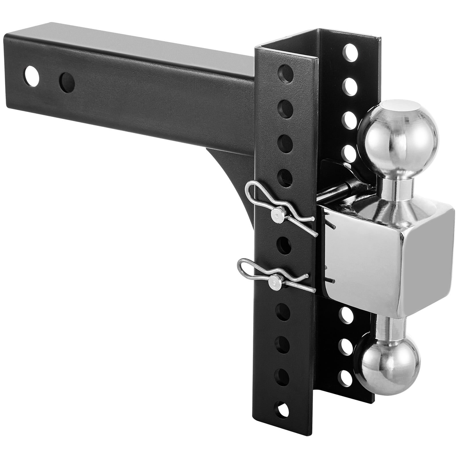 VEVOR Adjustable Trailer Hitch, 8" Rise & Drop Hitch Ball Mount 2.5" Receiver Solid Tube 22,000 lbs Rating, 2 and 2-5/16 inch Stainless Steel Balls w/ Key Lock, for Automotive Trucks Trailers Towing