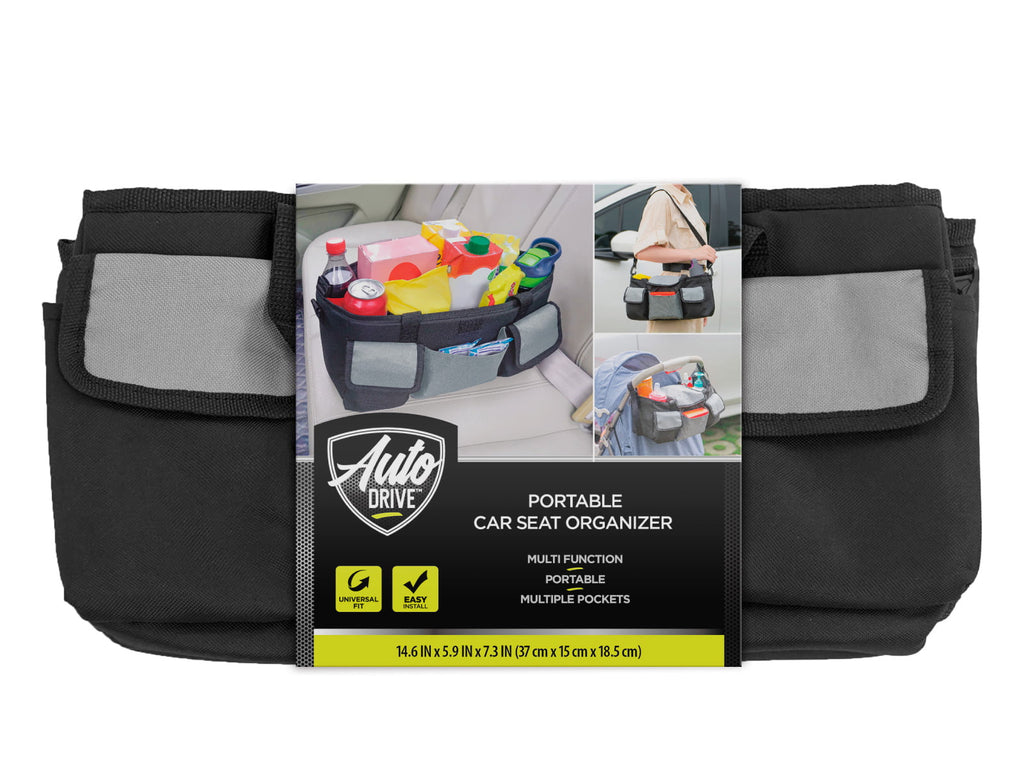 Auto Drive Gray Universal Portable Car Seat Organizer Bag