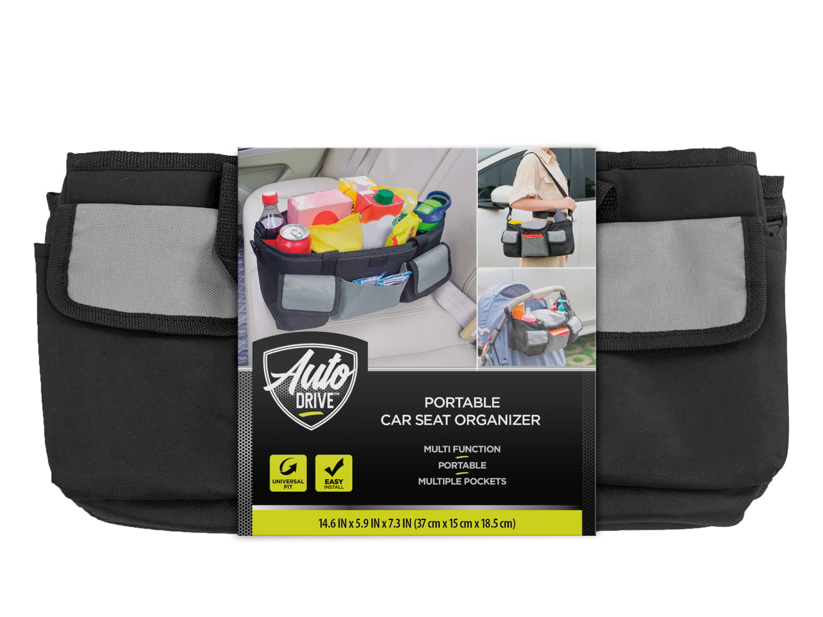 Auto Drive Gray Universal Portable Car Seat Organizer Bag