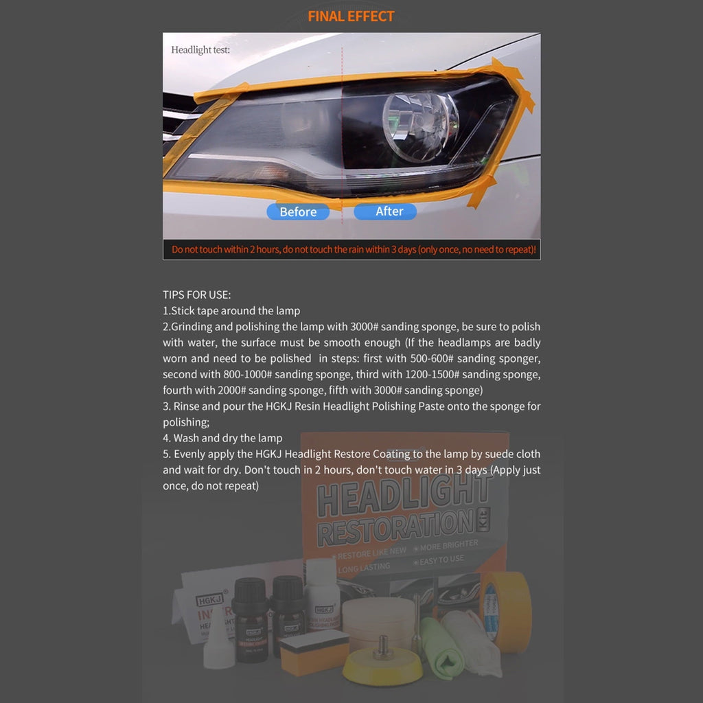 OOKWE Car Headlight Lens Restoration Kit Restorer System Professional Polishing Tool