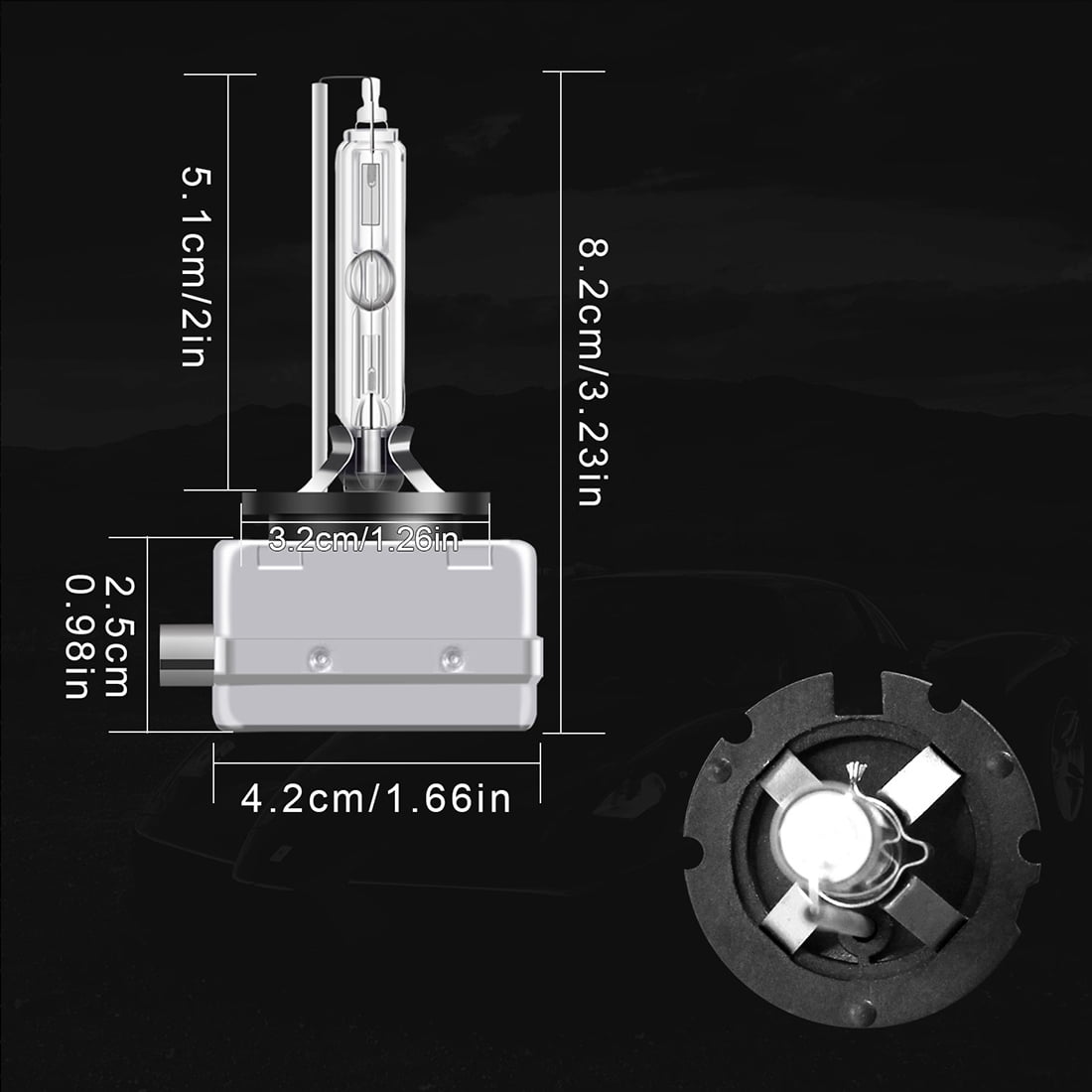 D3S HID Headlight Bulbs Xenon 6000K Cold White 35W Replacement 66340 42403 42302 Headlamp - Pack of 2
