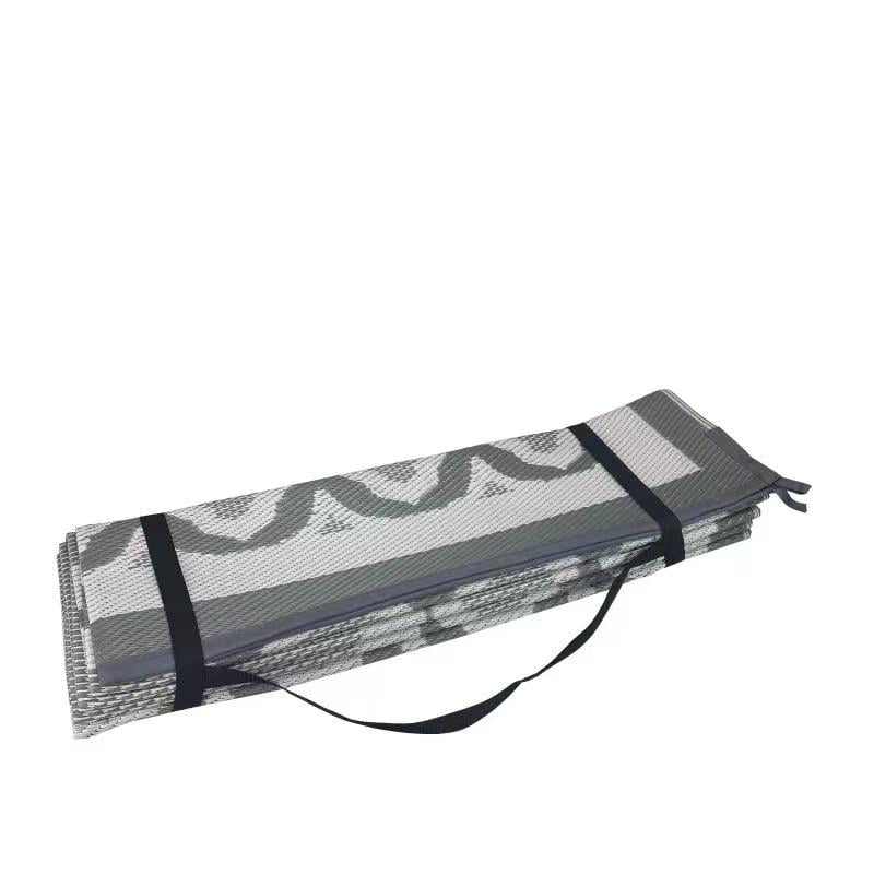 Auto Drive 6' x 9' Linked Geo Gray Reversible RV Outdoor Patio Mat