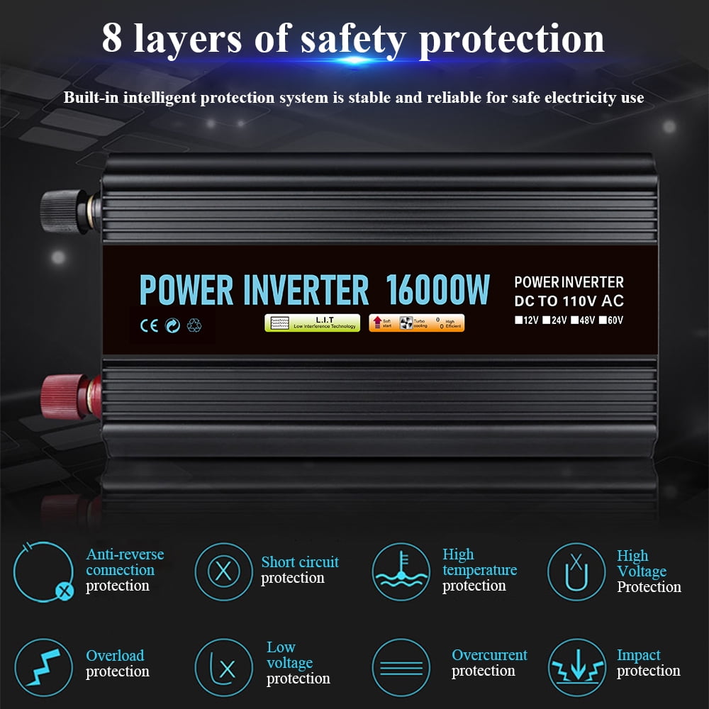 DFITO 1500W Continuous/3000W Peak Power Inverter DC 12V to 110V Car Converter AC with 2 AC Outlets and 2A USB Charging Port