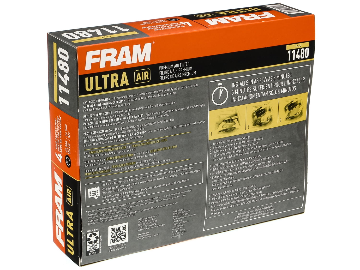 FRAM Ultra Air XGA11480, Premium Engine Air Filter, Replacement Filter for Select Ford Vehicles Fits select: 2015-2023 FORD EDGE, 2013-2020 FORD FUSION