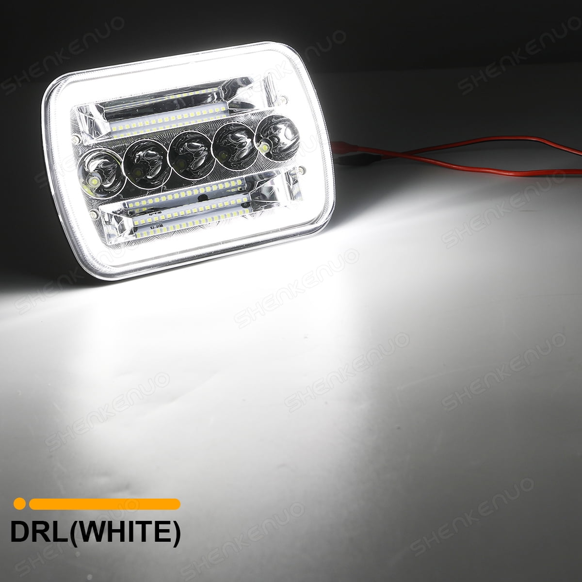 Pair 7x6 5x7 Halo LED Headlights with DRL for GMC Safari C6500 C7500 Topkick