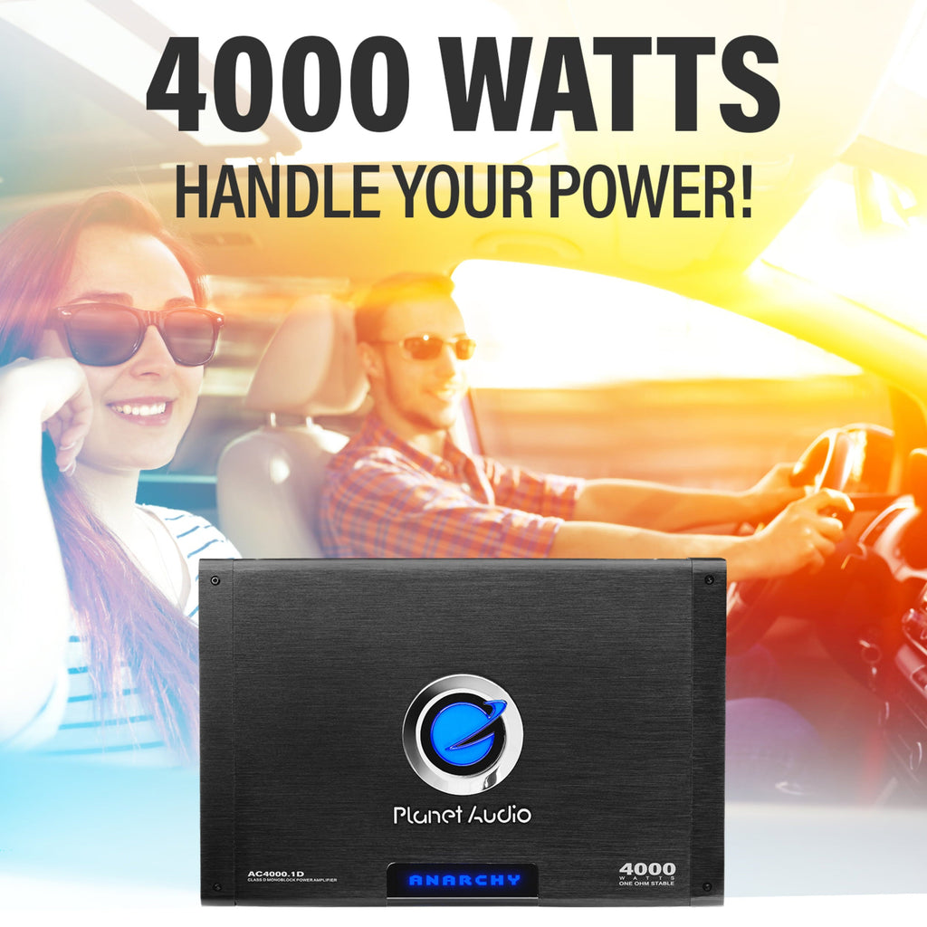 Planet Audio AC4000.1D 4000 Watt Class D Car Amplifier, 1 Ohm Stable, Mosfet