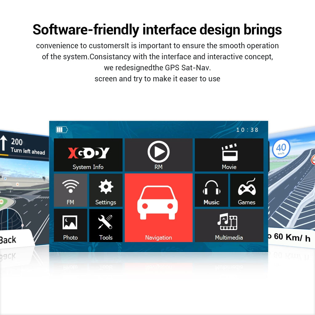 XGODY Truck GPS with Bluetooth 9 Inch Big Screen 256M+8GB GPS Navigation for Car GPS Navigation Trucker GPS with Lifetime Free Map Update