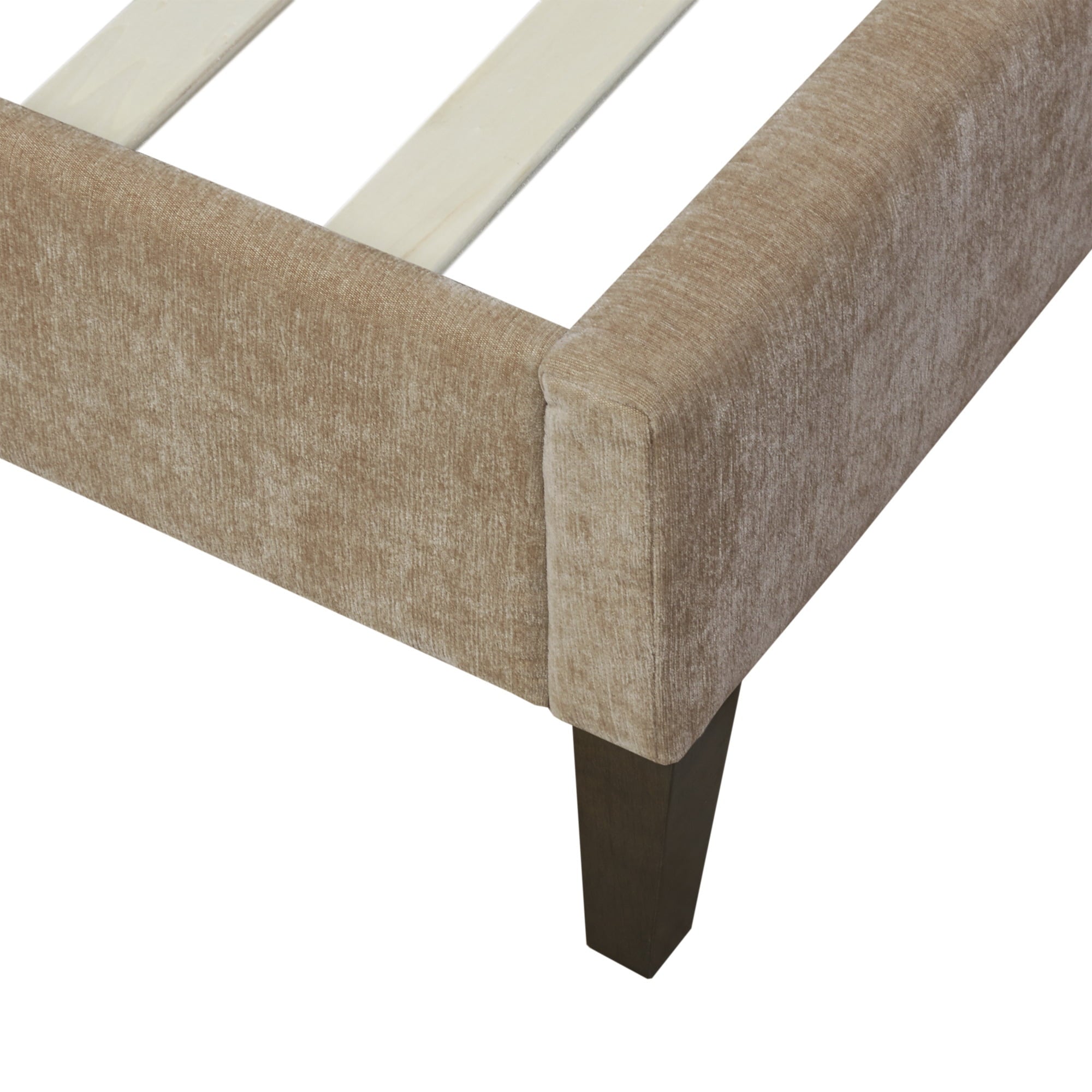 510 Design Queen Headboard with Platform Bed and Wood Slats Modern Channel Tufted Upholstered Tan