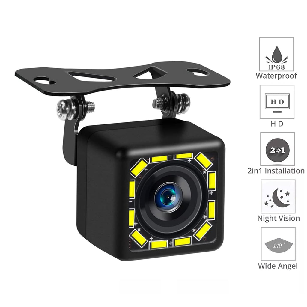 JMANCE Backup Camera for Car or Truck, Rear View Camera Ultra HD 12 LED Night Vision, Waterproof Reverse Camera