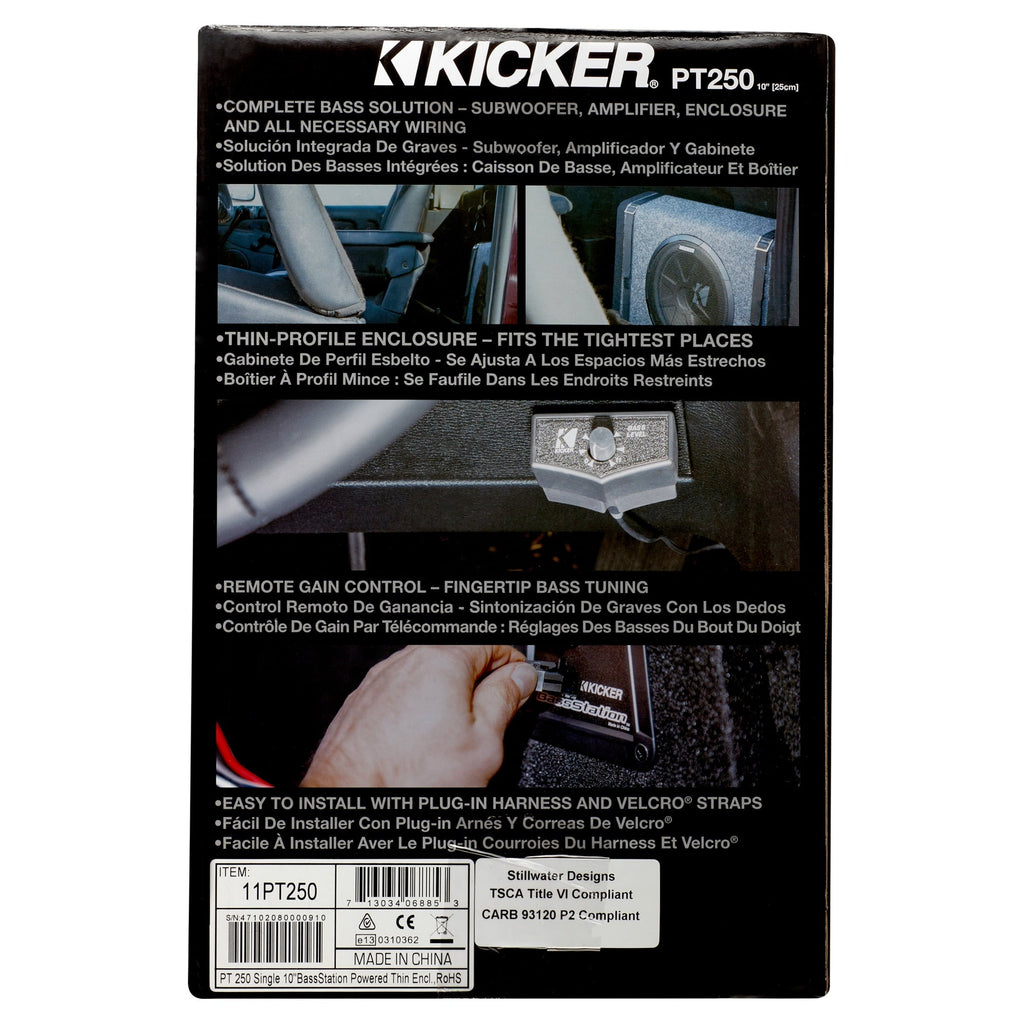 Kicker PT250 10" Subwoofer with Built-In 100W Amplifier