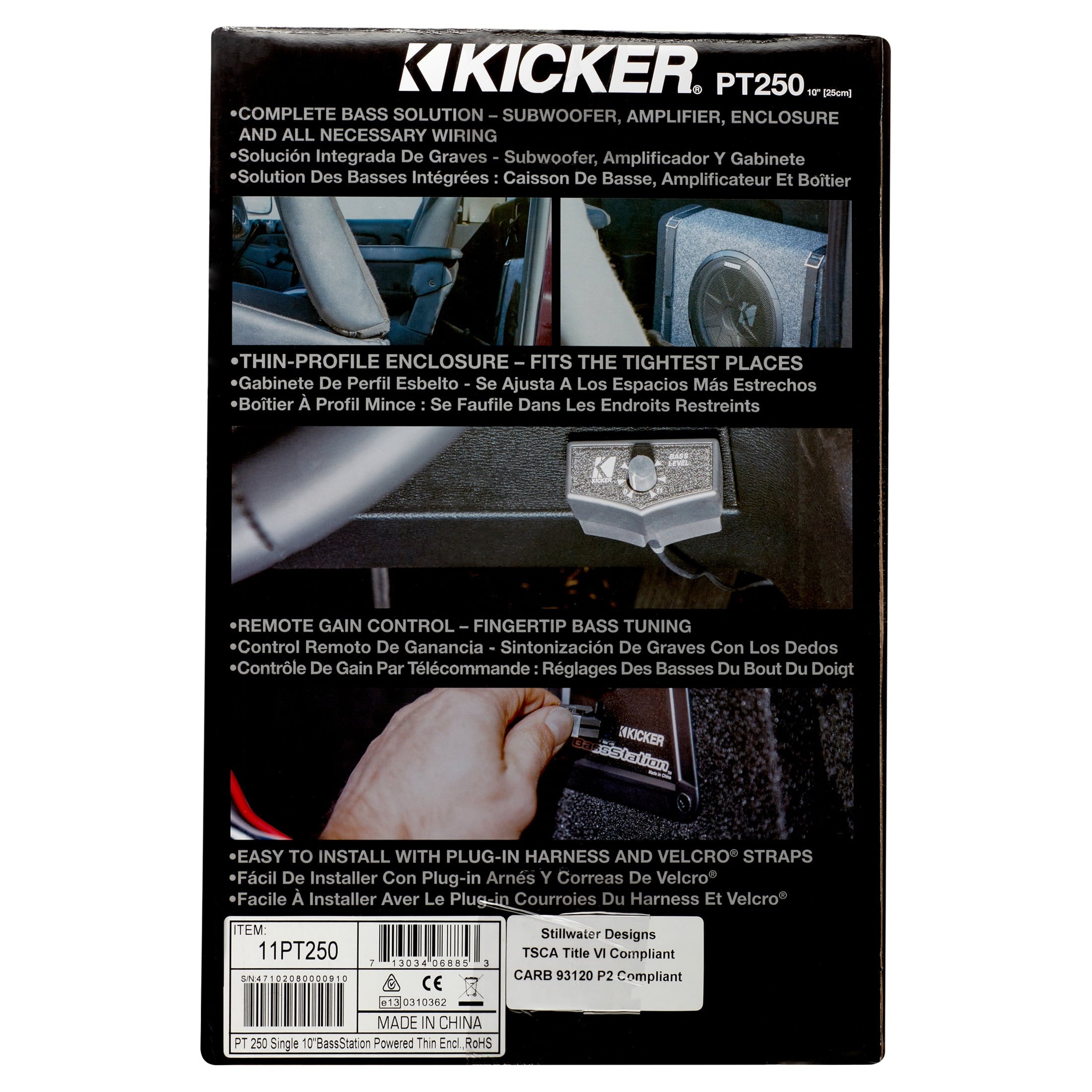 Kicker PT250 10" Subwoofer with Built-In 100W Amplifier
