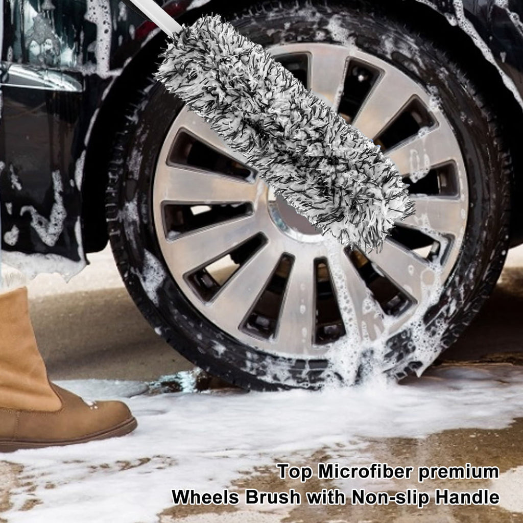 Relax Car Wheel Cleaning Brush Tool,Tire Cleaner 16.5 Inch Non-Slip Handle for Car Cleaning