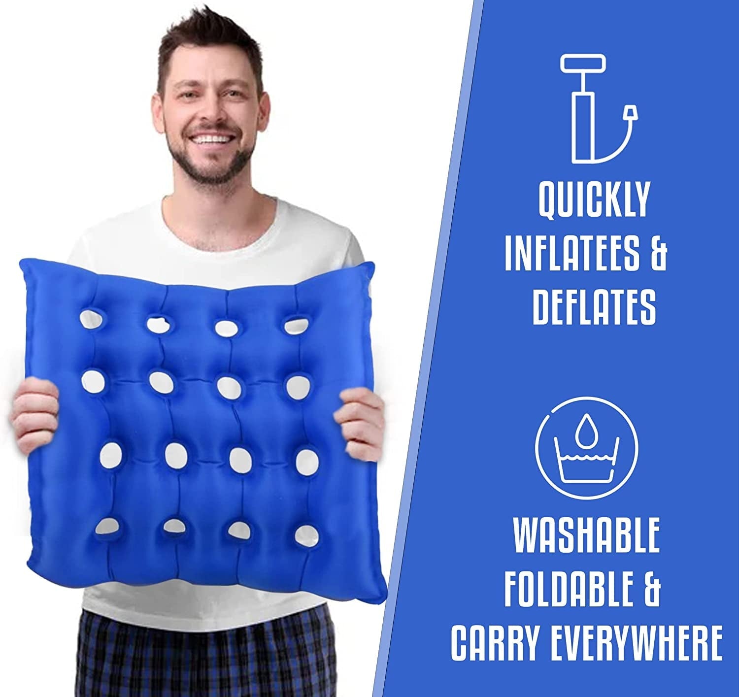 Tutuviw Cushion Sores Bed Sore Cushions for Butt Pressure Sore Cushions Bed Sores Treatment Buttocks Pillow with Inflatable Pump-Beige