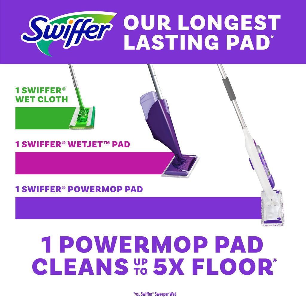 Swiffer Power Mop Multi-Surface Mopping Pad Refills, 8 Count Mop Heads.