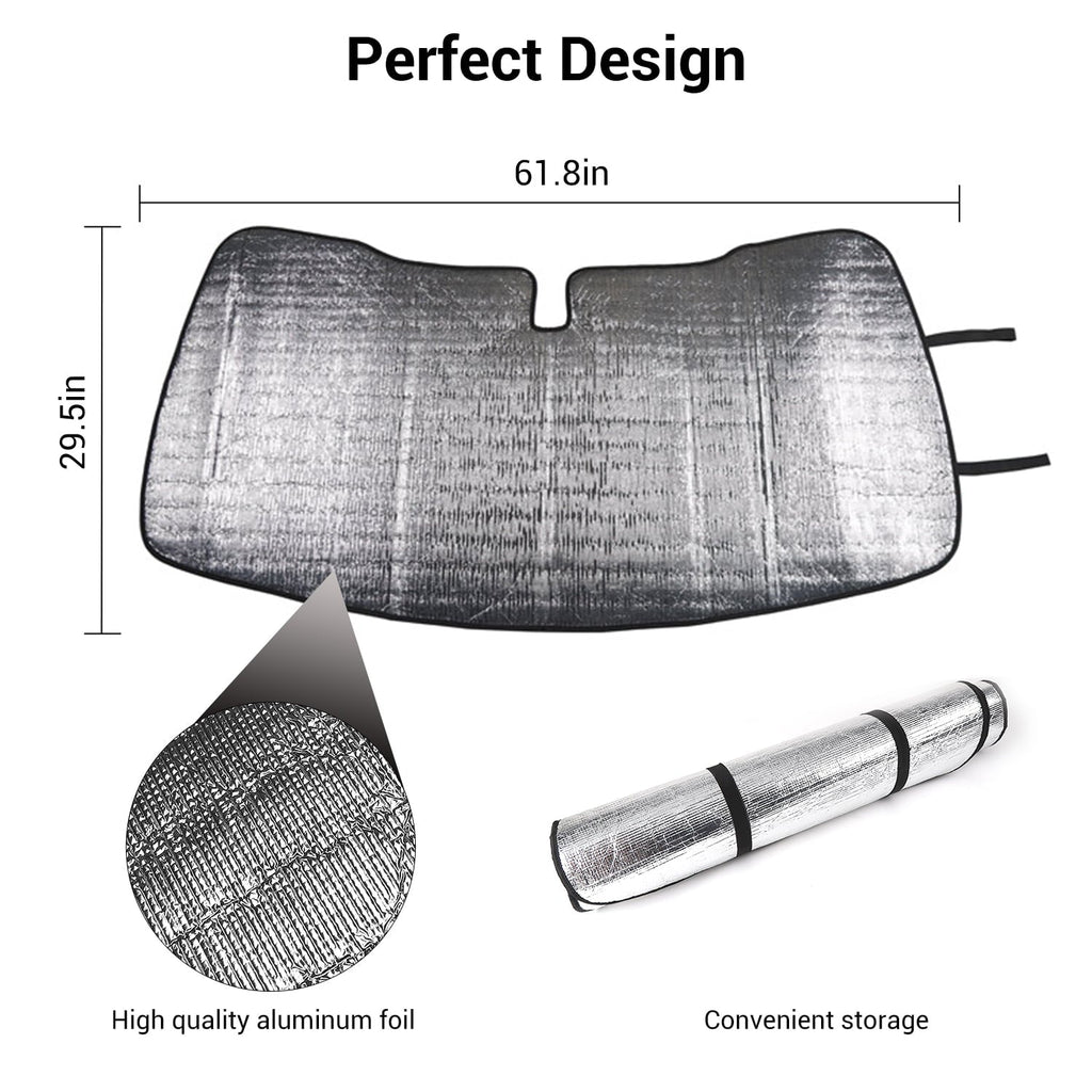 CheroCar Car Sun Shade Windshield Foldable Sunshade Visor Cover for Ford F150 2015-2020, Silver