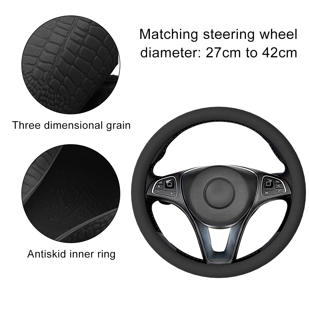 Toorise Silicone Auto Car Steering Wheel Cover Anti-Slip for 27-42CM Car Styling Steering Washable Easy to Install Wheel Protector Car Decoration Black Red Gray