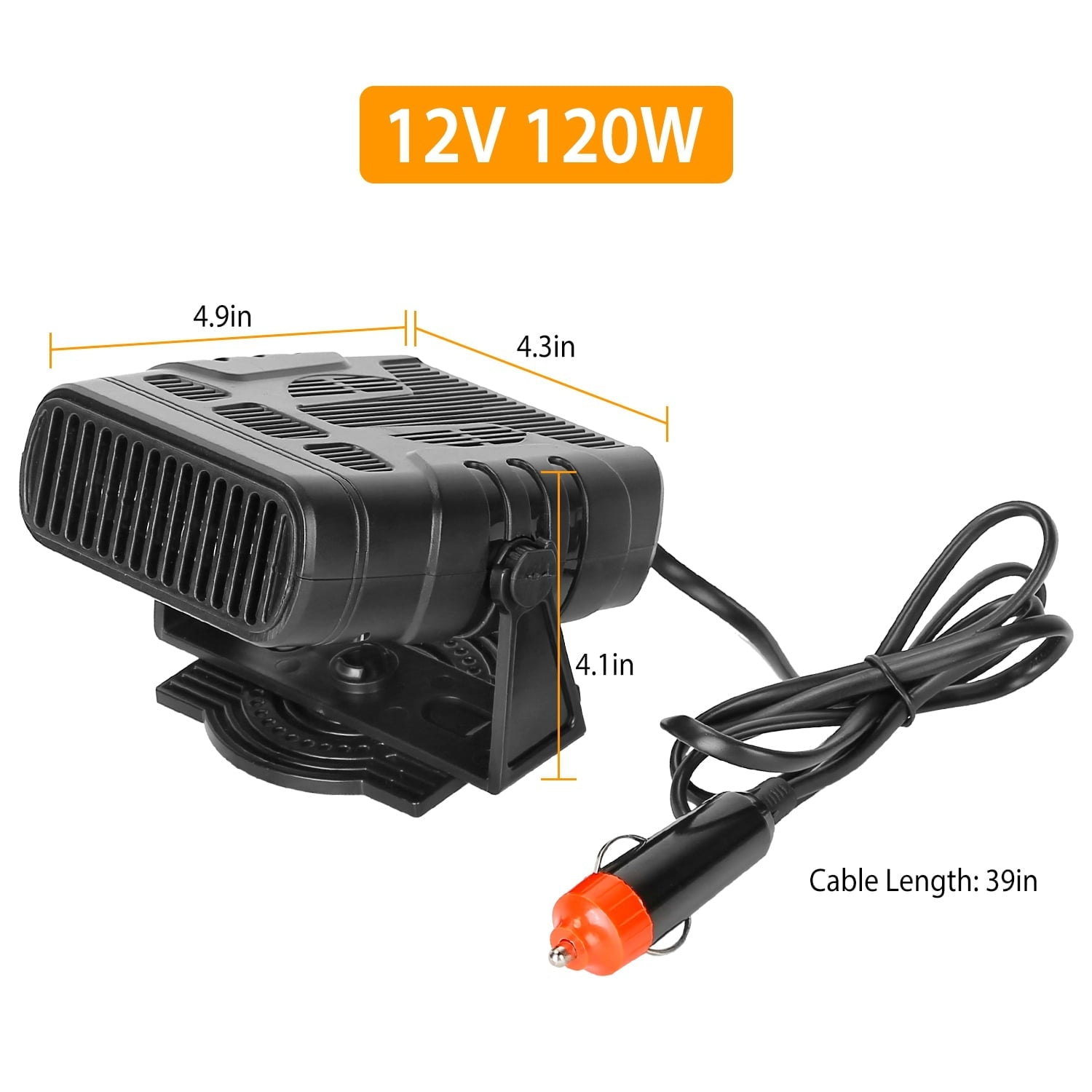 iMounTEK 12V 120W Portable Car Space Heater 2 in 1 Defroster Heater Cooling Fan for Car Truck Van