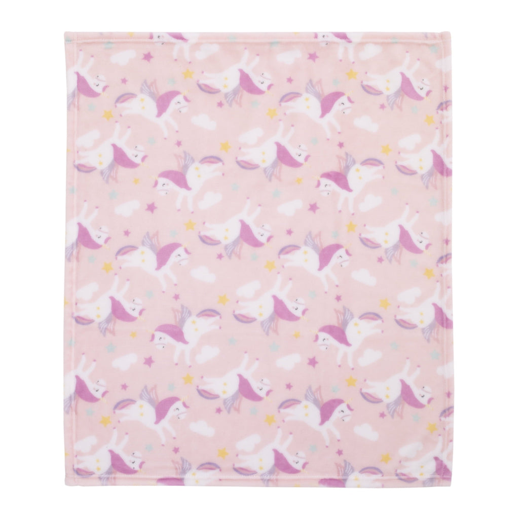 Parent's Choice Plush Baby Blanket, Pink Unicorn Print, 30x36 Inches, Pink, White, Infant Girl