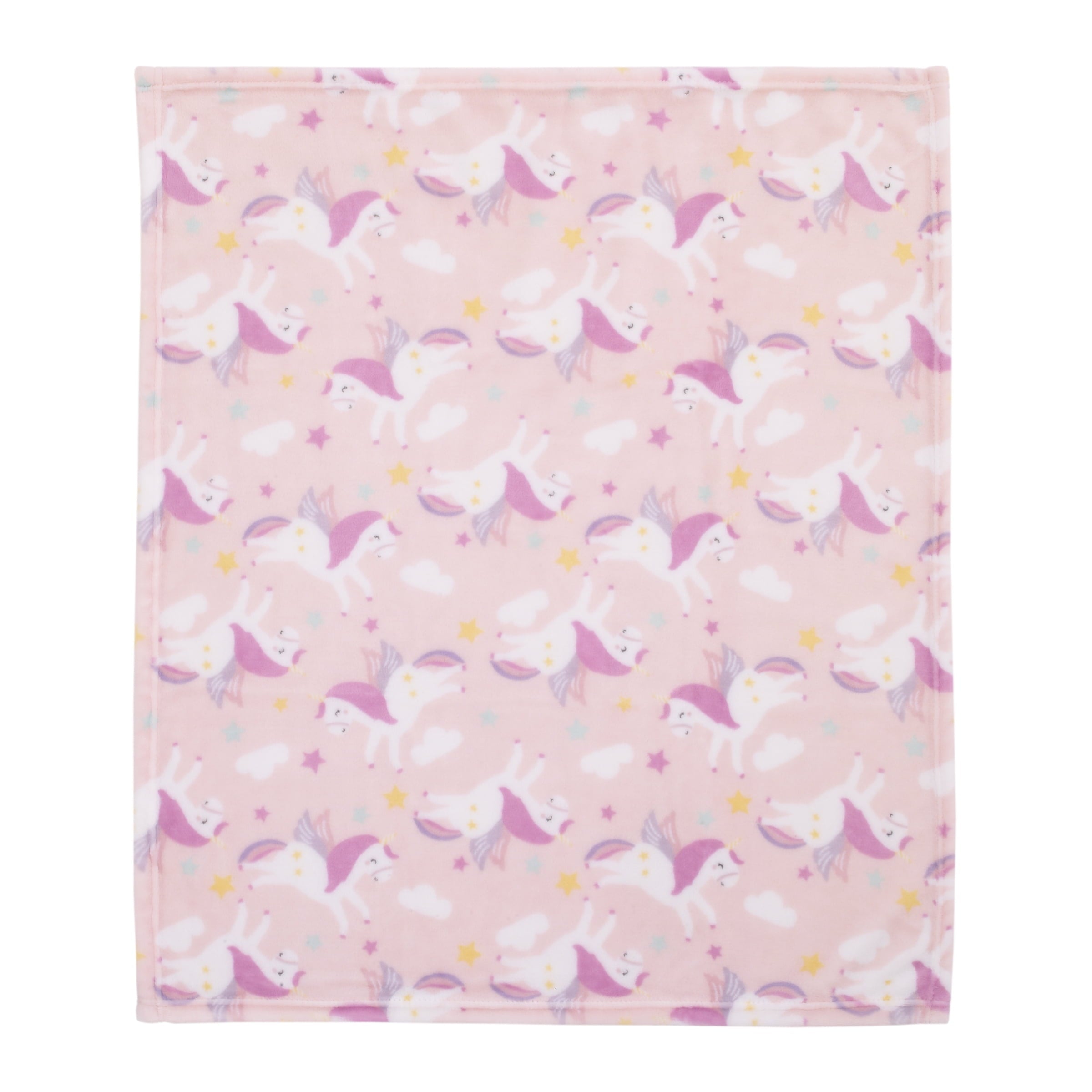 Parent's Choice Plush Baby Blanket, Pink Unicorn Print, 30x36 Inches, Pink, White, Infant Girl