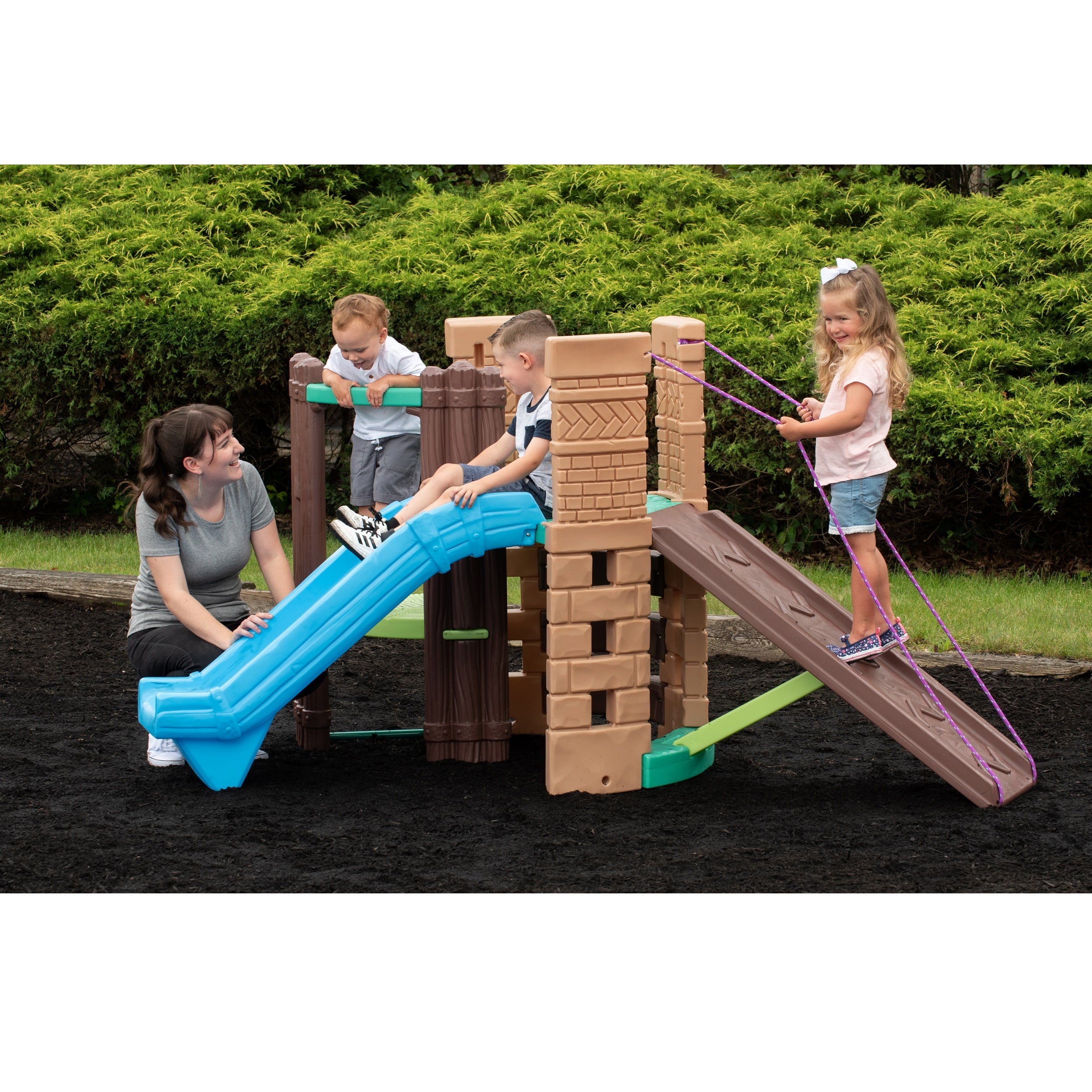 Little Tikes 2-in-1 Castle Playground Climber and Slide with Ladder and Plank, Fits Up to 3 Kids, Indoor and Outdoor Backyard Playground Set, Multicolor- For Toddlers Boys Girls Ages 3 4 5+
