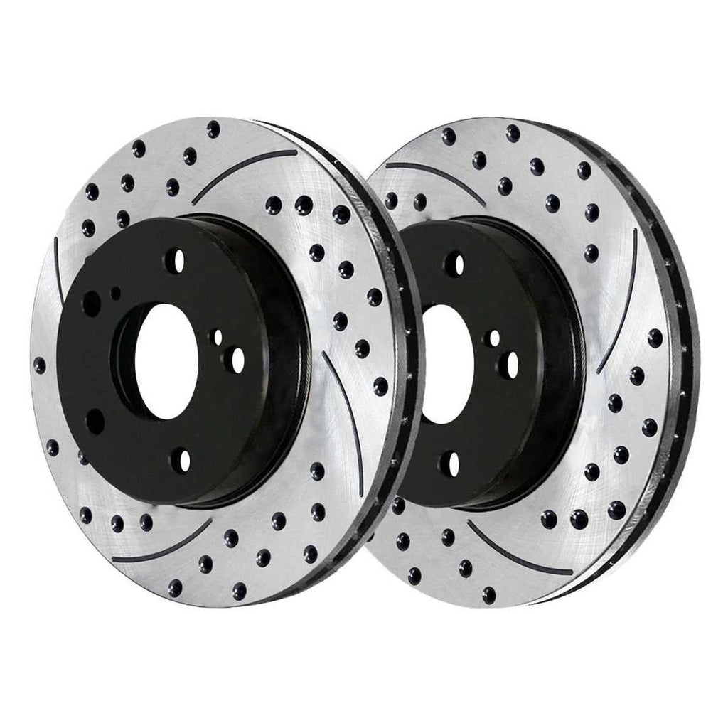AutoShack Front and Rear Drilled Slotted Brake Rotors Black Performance Ceramic Pad Kit Replacement for 2007-2011 Toyota Camry 2008-2011 Avalon 2007 2008 2009 2010 Lexus ES350 2.4L 2.5L 3.5L V6 FWD