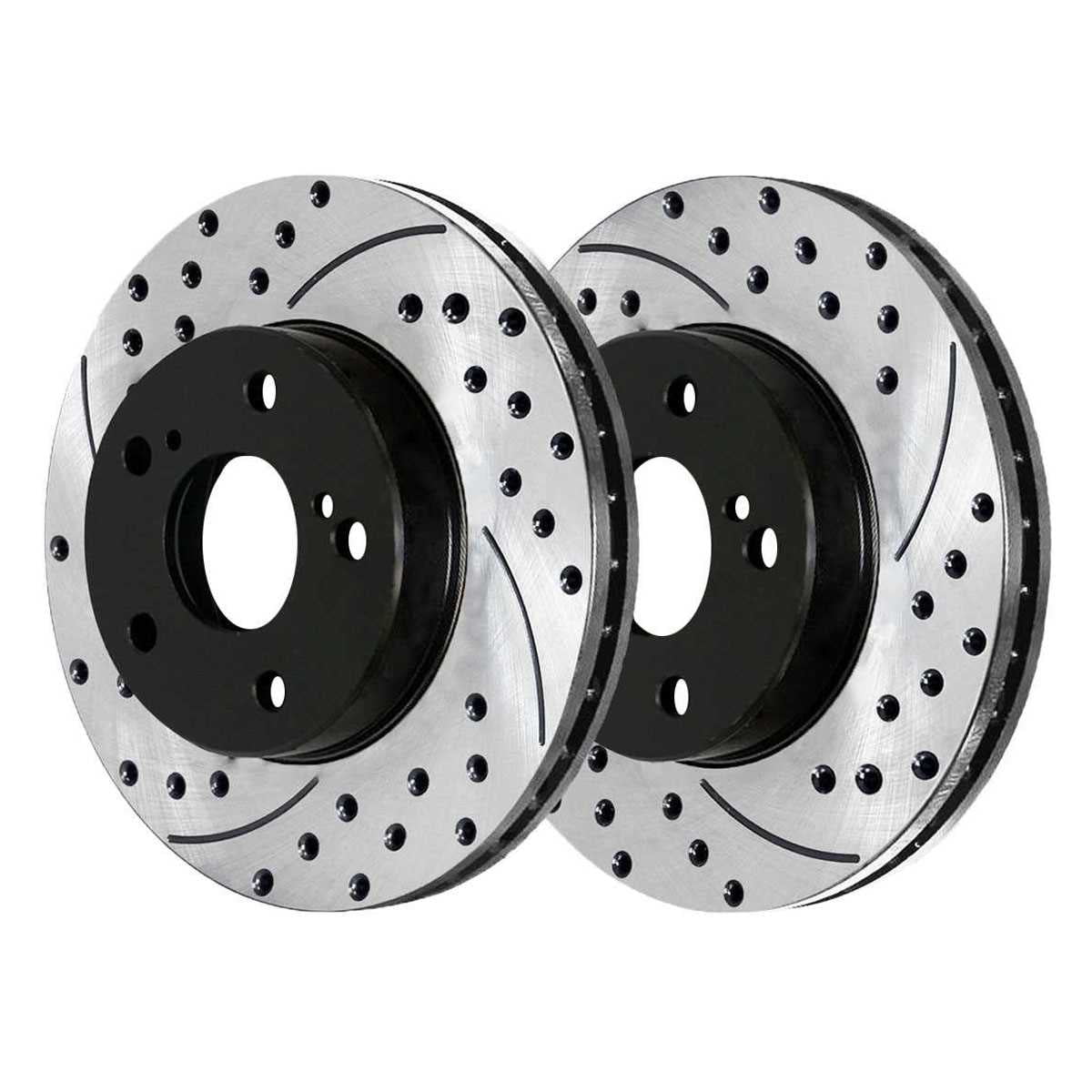 AutoShack Front and Rear Drilled Slotted Brake Rotors Black Performance Ceramic Pad Kit Replacement for 2007-2011 Toyota Camry 2008-2011 Avalon 2007 2008 2009 2010 Lexus ES350 2.4L 2.5L 3.5L V6 FWD