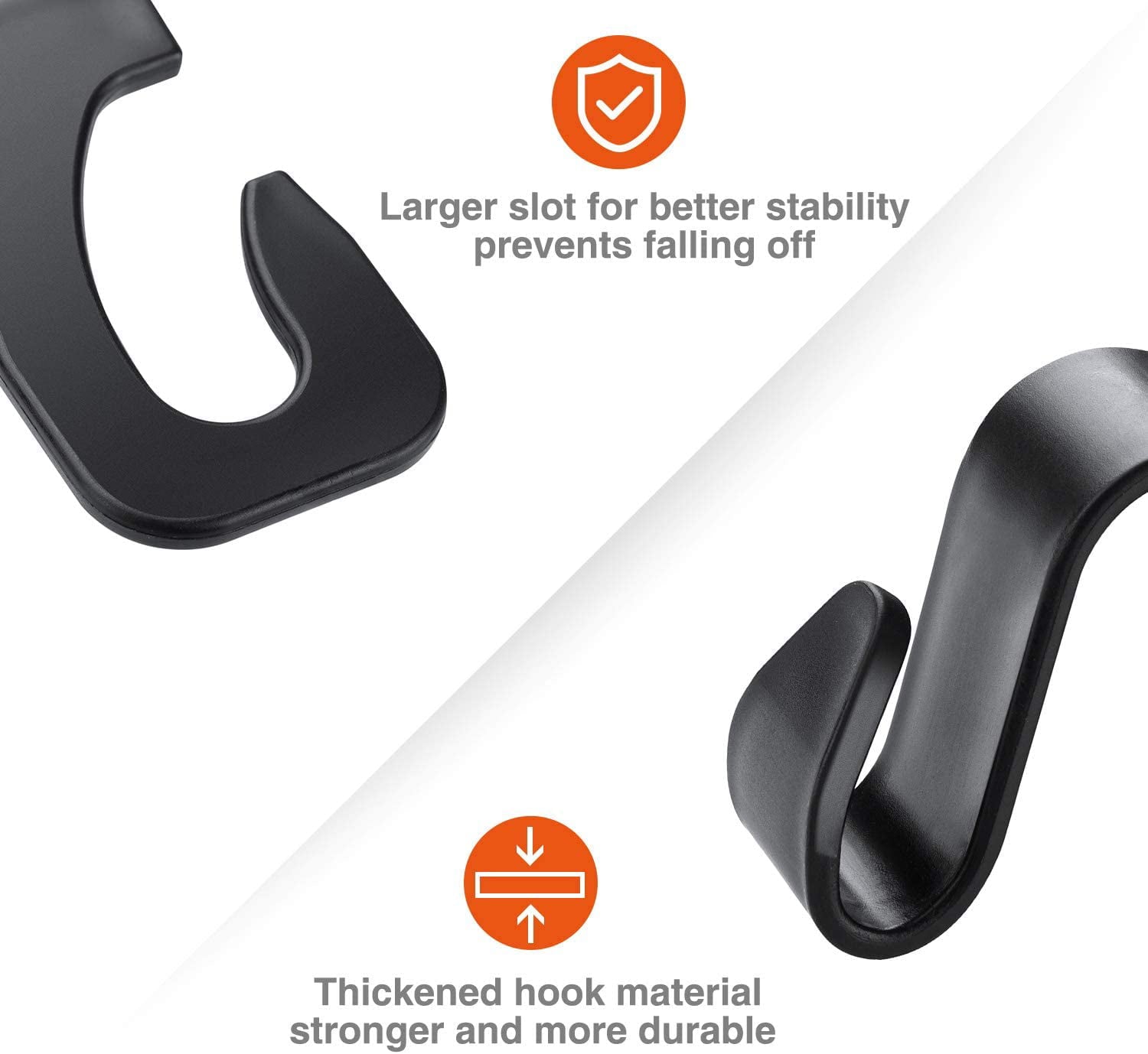 Car Seat Headrest Hooks - Back Seat Organizer Hangers (4 Pack)