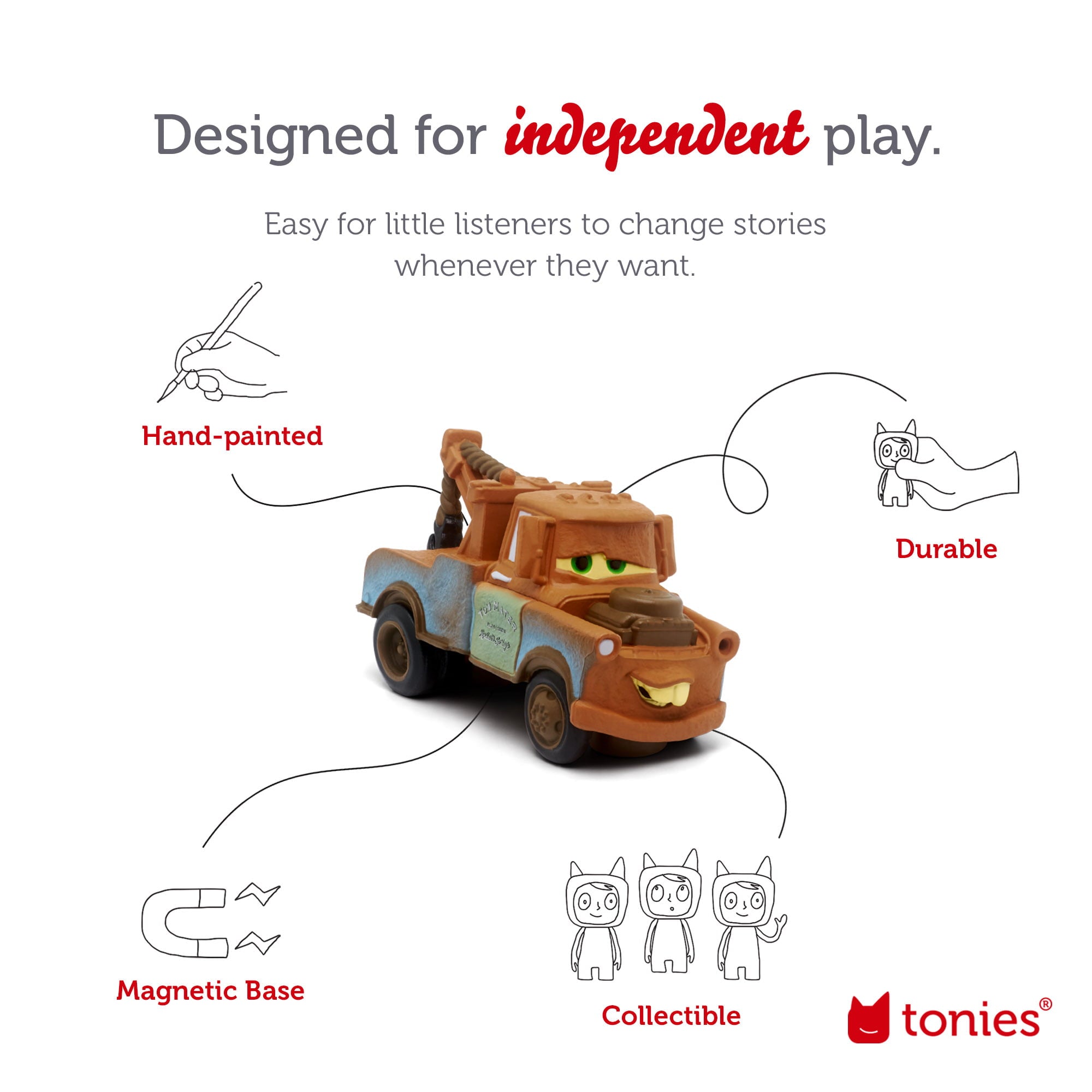 Tonies Mater from Disney and Pixar's Cars 2, Audio Play Figurine for Portable Speaker, Small, Brown