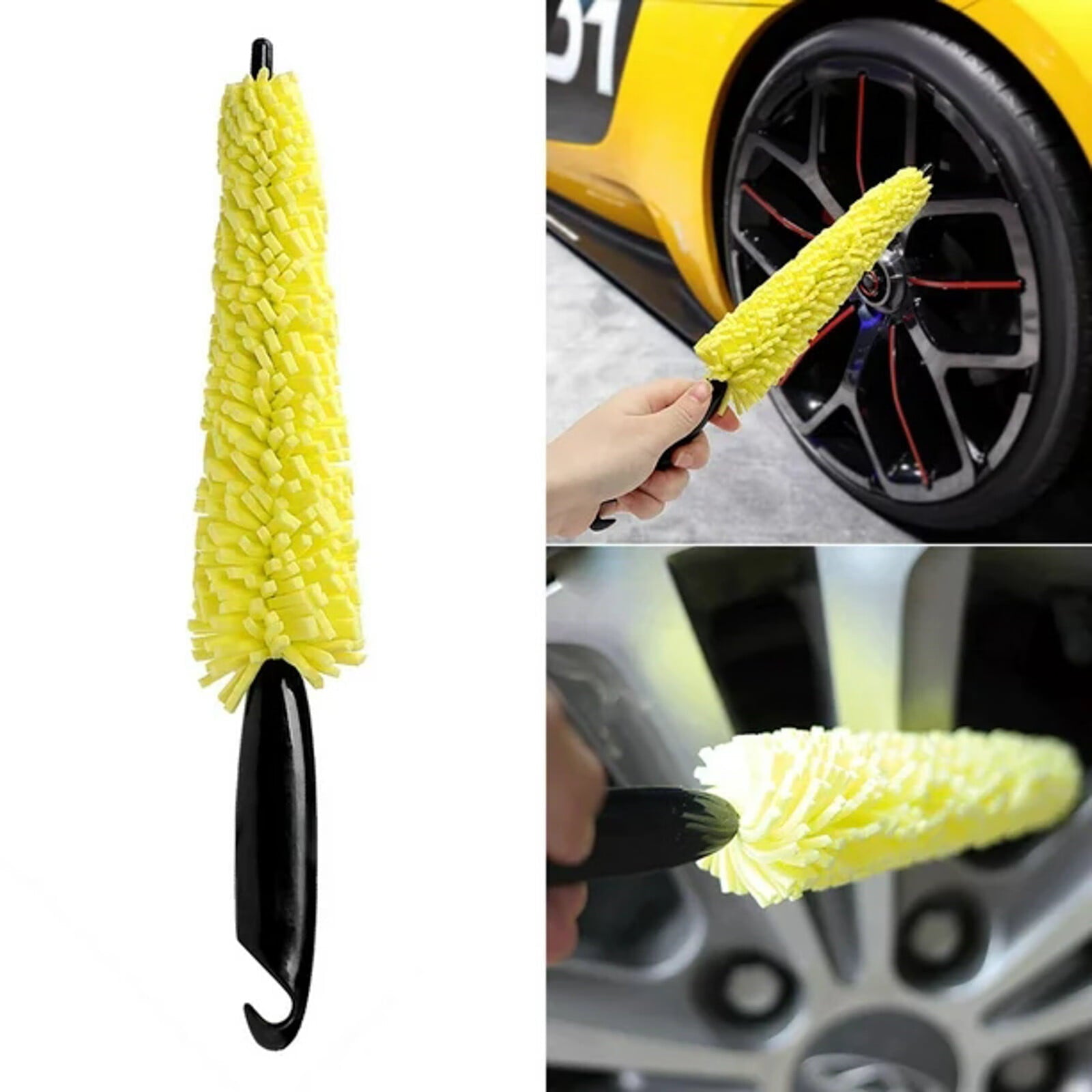 GA Car Wheel Tire Rim Brush Rim Scrubber Supplies Cleaner Car Wash Equipment Cleaning Tools Duster Car Accessories for Suv Car Motorcycle
