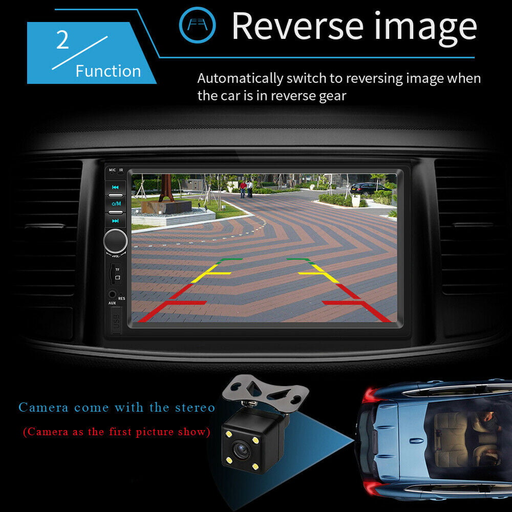 Bileeko 7" Double 2 DIN Car MP5 Player Bluetooth Touch Screen Stereo Radio With Camera
