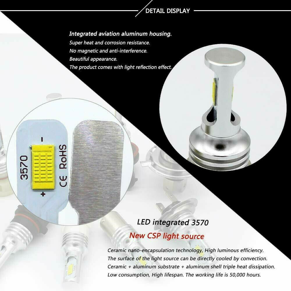 H11 LED Headlight Kit 6000K White Bulbs Low Beam for Toyota Camry 2007-2017