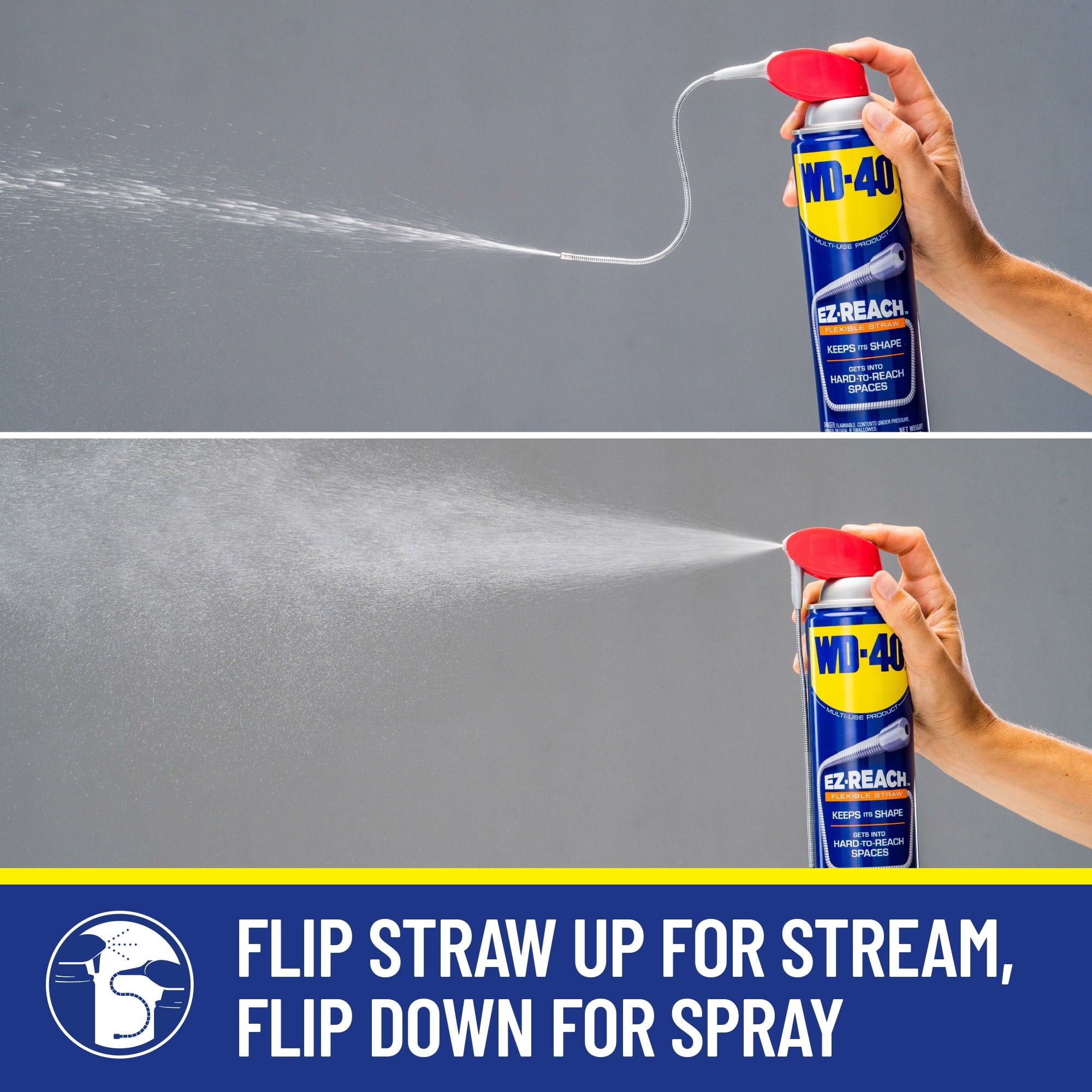 WD-40 EZ-REACH, Original WD-40 Formula, Multi-Purpose Lubricant Spray with 8 in. Flexible Straw, 14.4 oz.