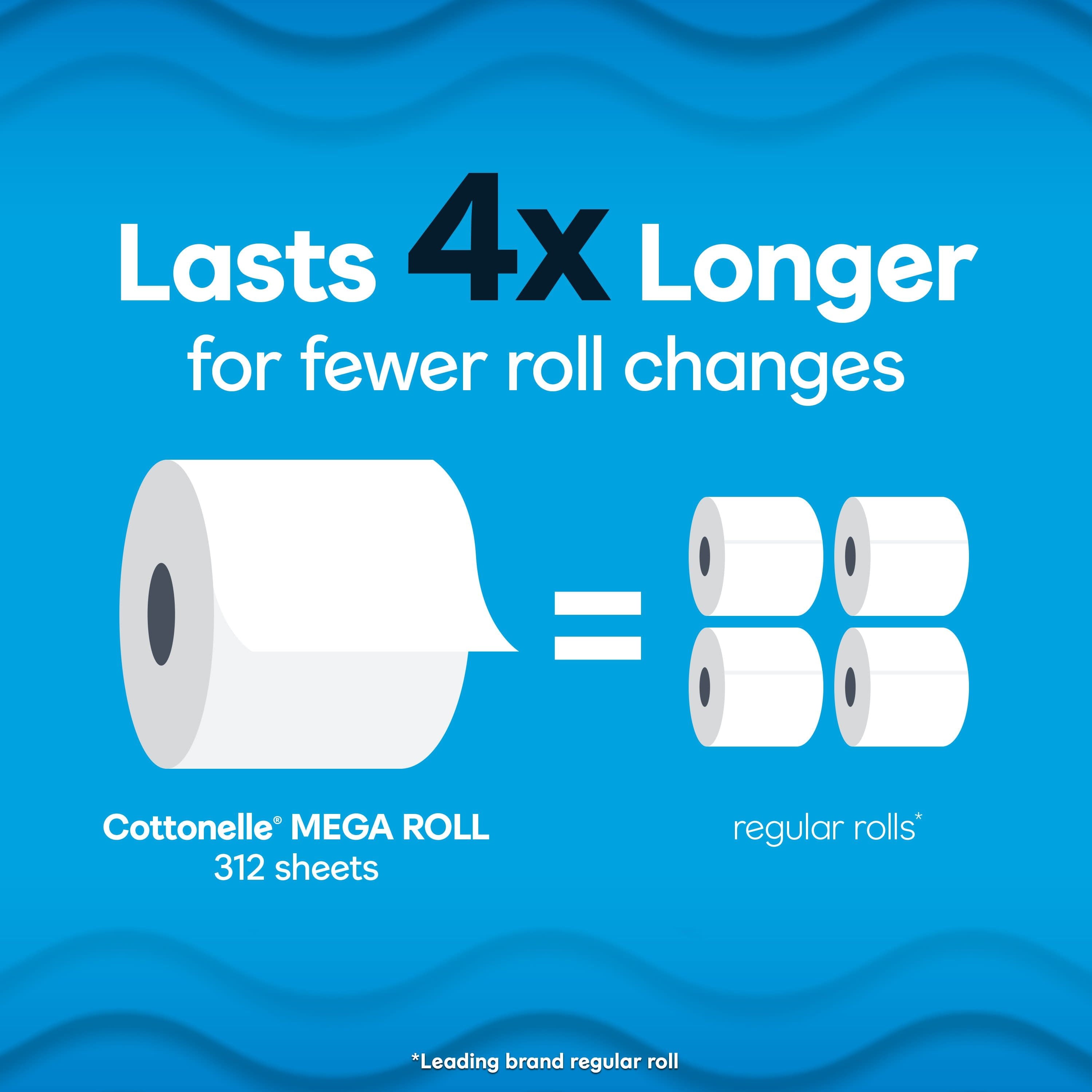 Cottonelle Ultra Clean Toilet Paper, 24 Mega Rolls, 312 Sheets per Roll (7,488 Total)