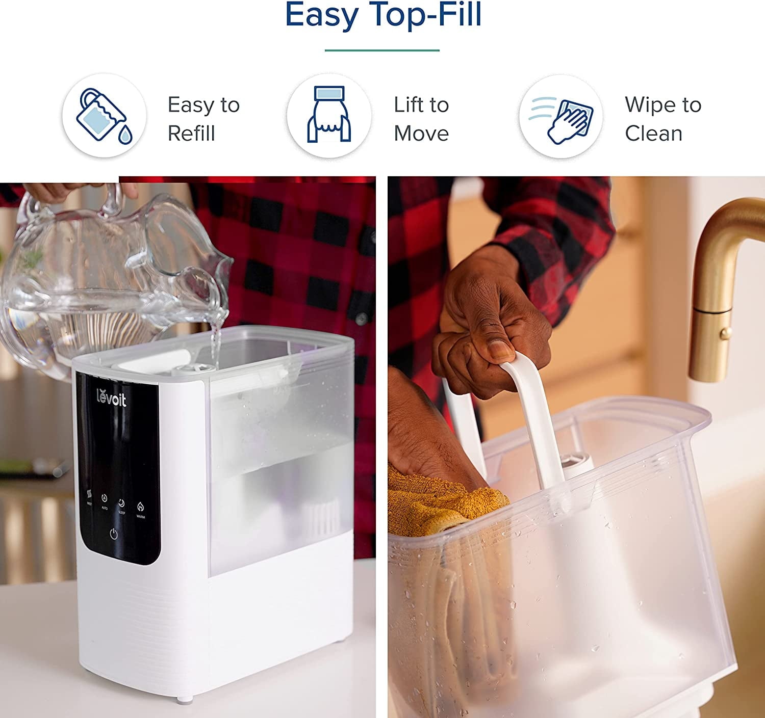 LEVOIT Smart Cool and Warm Mist Humidifiers for Room, Top Fill Vaporizers for Largeroom with Aromatherapy,4.5L,LV450S,White