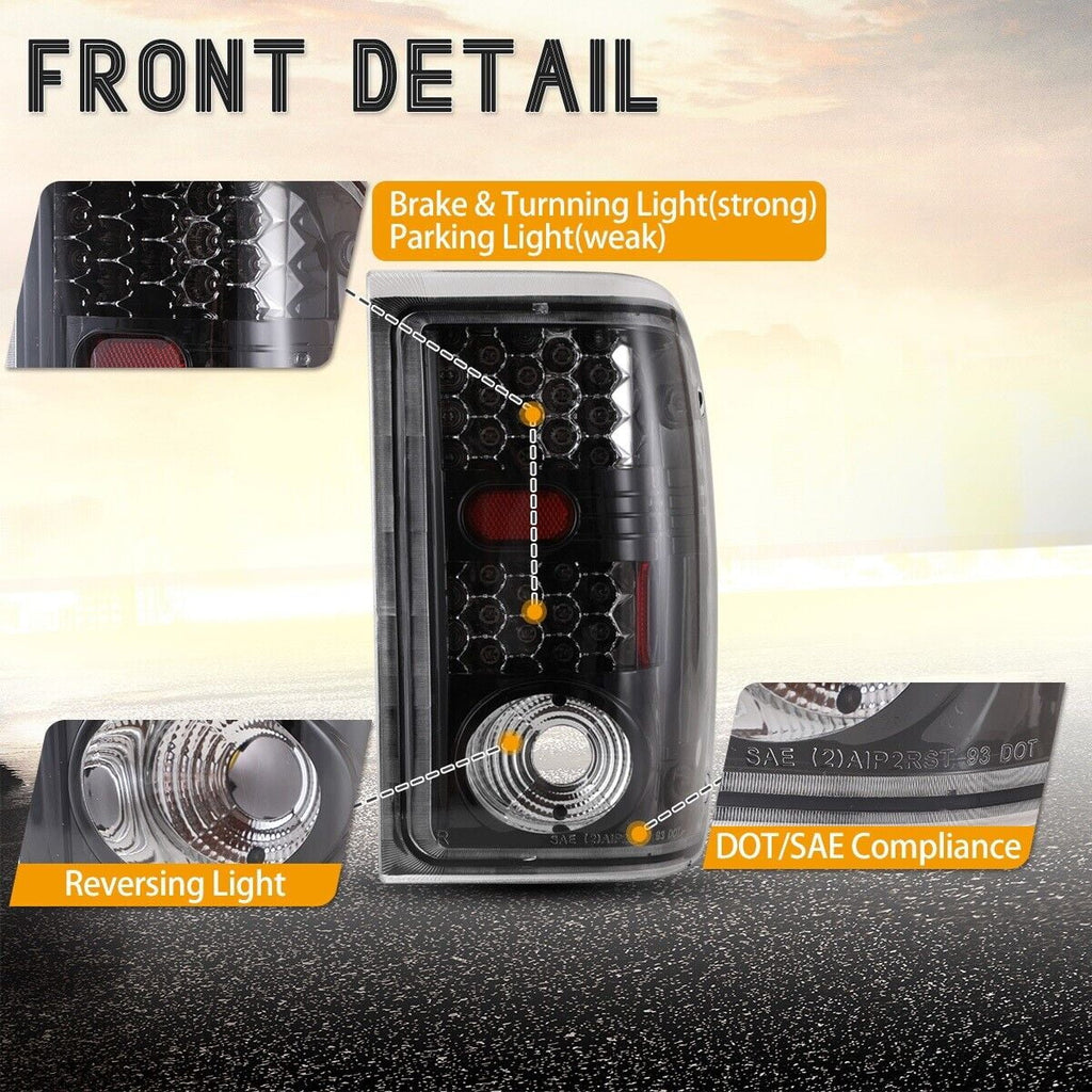 Winjet Pair Tail Lights Assembly for 2001 2002 2003 2004 2005 Ford Ranger Taillights, Rear Lamp Replacement w/Led Turn Signal, Reverse, Running and Brake Lights(Clear Lens)