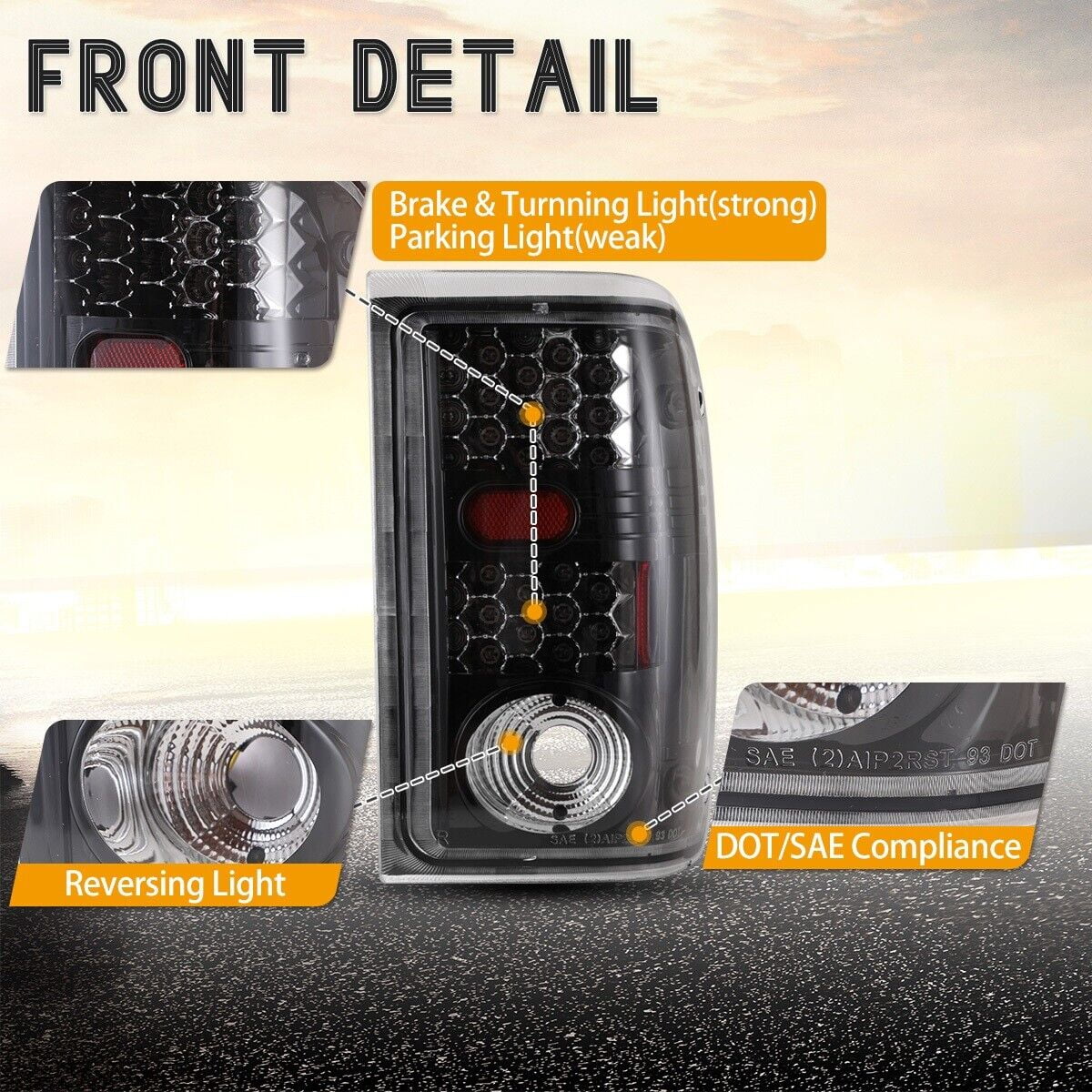Winjet Pair Tail Lights Assembly for 2001 2002 2003 2004 2005 Ford Ranger Taillights, Rear Lamp Replacement w/Led Turn Signal, Reverse, Running and Brake Lights(Clear Lens)