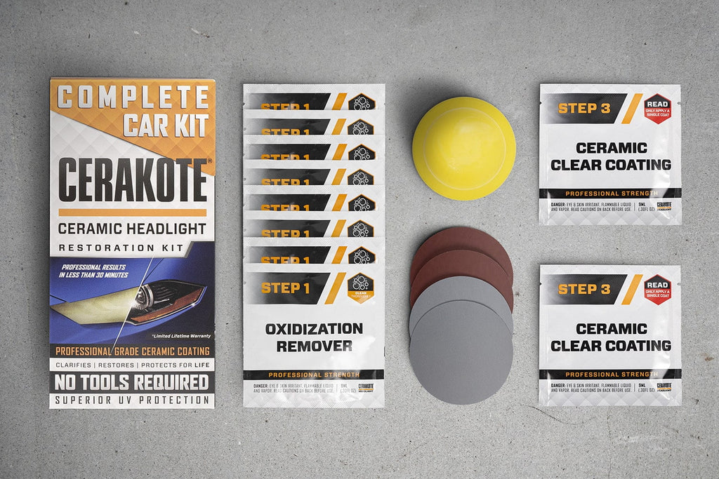 Cerakote Ceramics Headlight Restoration Kit - Last as Long as You Own Your Vehicle - Brings Headlights back to Like New Condition - 3 Easy Steps - No Power Tools Required