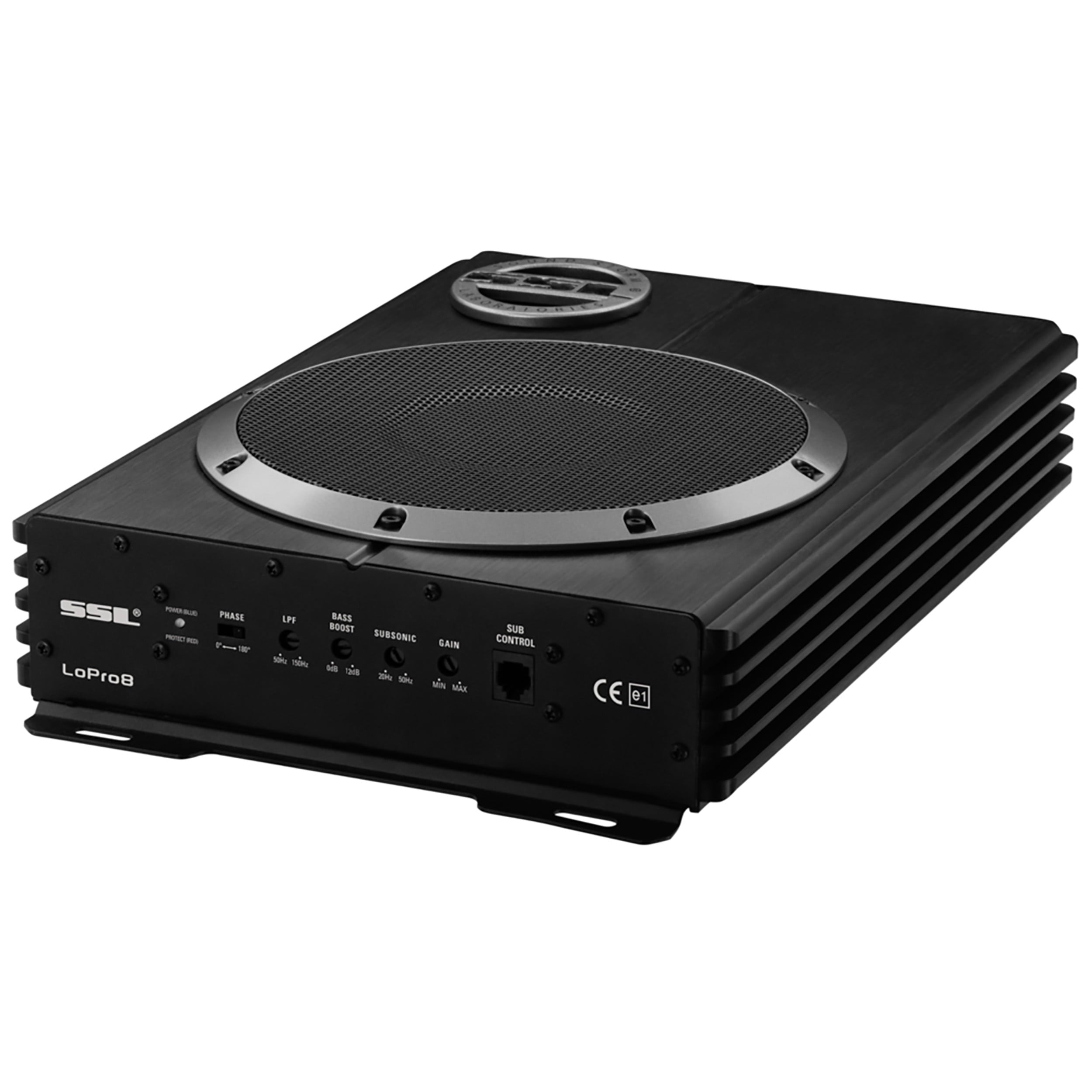 Sound Storm Laboratories LOPRO8 8 Inch Powered Under Seat Car Audio Subwoofer Built-in Amplifier - 600 Watts Max, Low Profile, Remote Subwoofer Control, For Truck, Boxes and Enclosures