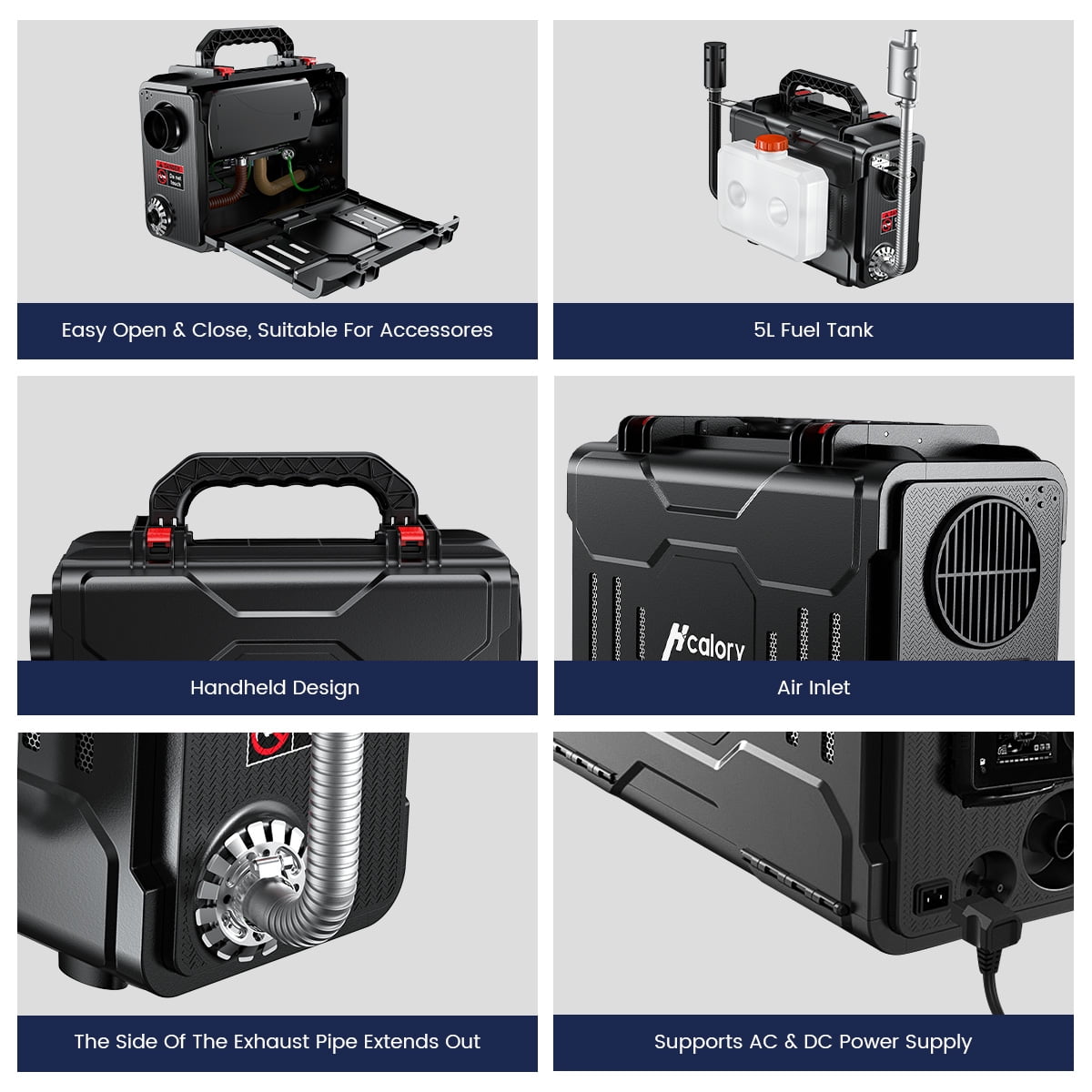 HCALORY Diesel Air Heater, 12V 8KW All-In-One Portable Handheld Toolbox with Bluetooth APP Control and LCD Monitor for Car Trucks Boat Bus RV Trailer Motor-Homes and Camper, Black