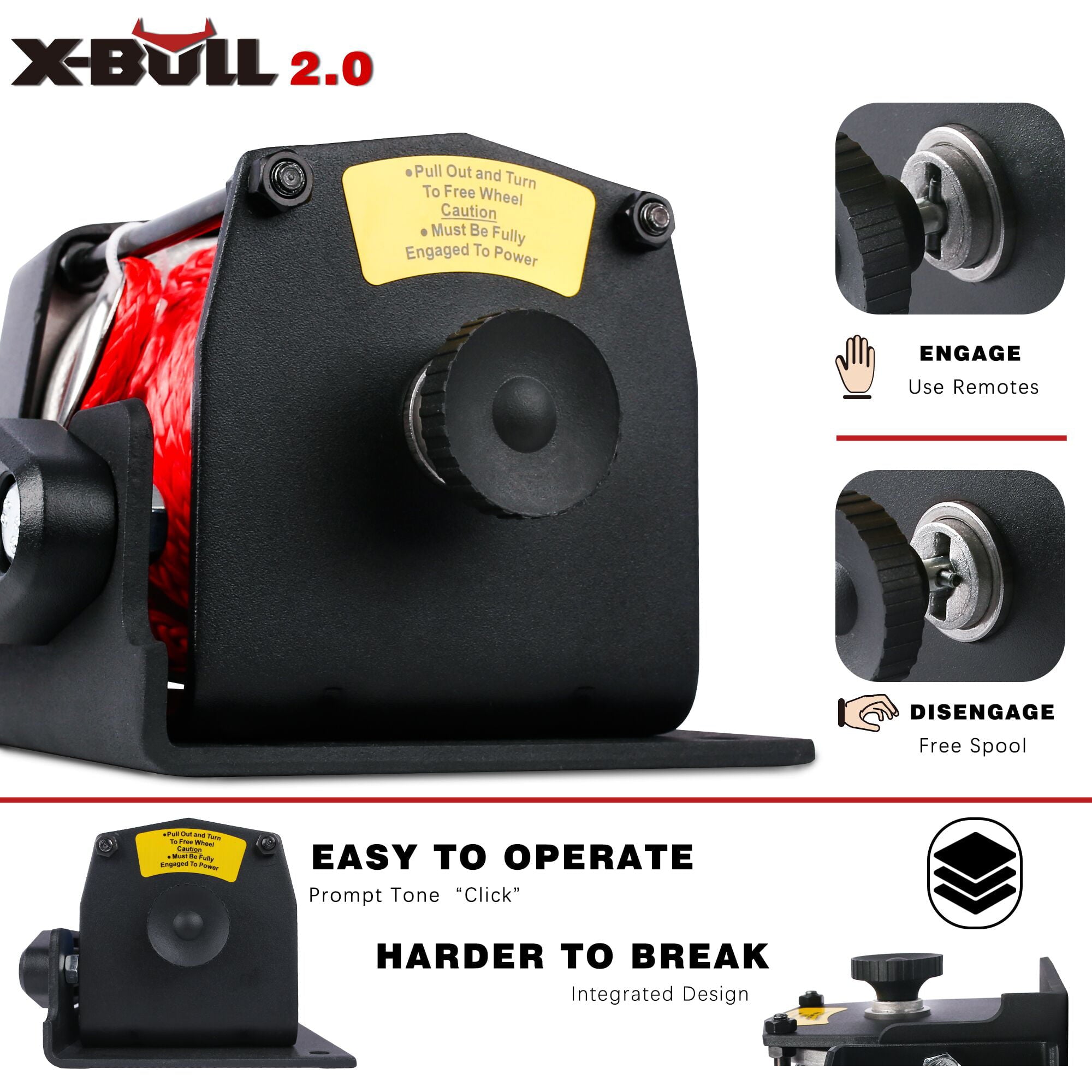 X-BULL 12V 3000LBS Electric Winch Synthetic Rope Electric Winch for Towing ATV/UTV Off Road