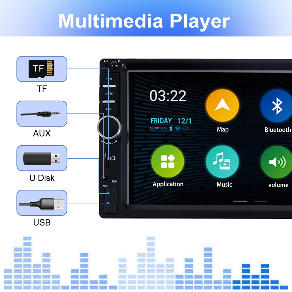 Car Stereo Touch Screen,7" Double Din Radio,Car Stereo with Bluetooth FM AUX USB SD Mirror Link Function,Backup Camera