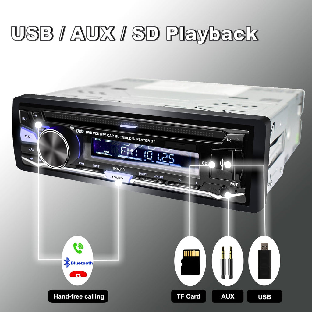 Alondy Single DIN Car Stereo with CD/DVD Player Bluetooth AM/FM/RDS Radio USB SD Aux Audio Receivers