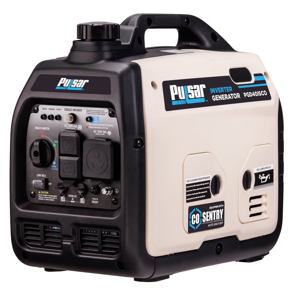 Pulsar 4000-Watt Super Quiet Gas Powered Inverter Generator with CO Sentry