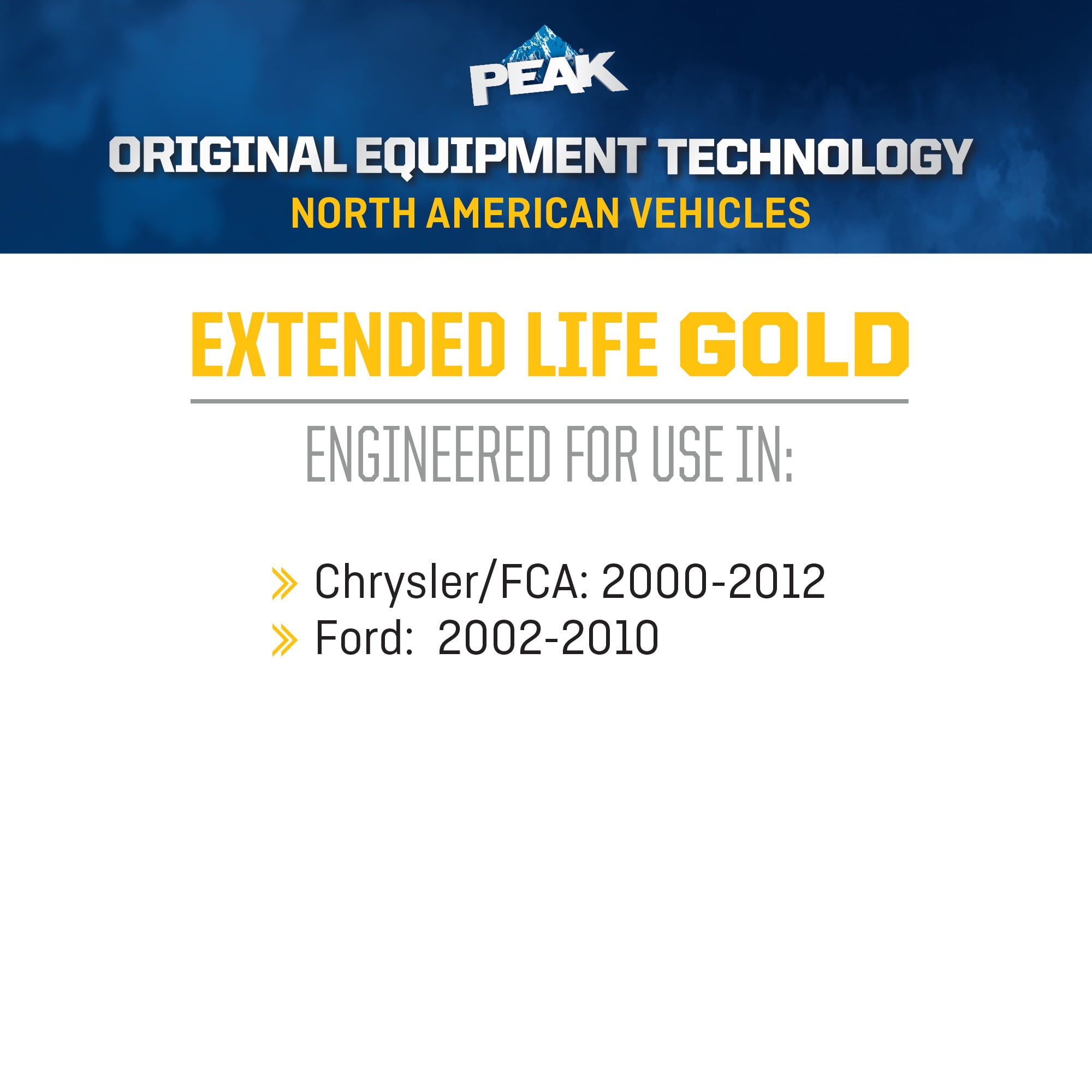 PEAK Original Equipment Technology Antifreeze + Coolant for North American Vehicles - Gold